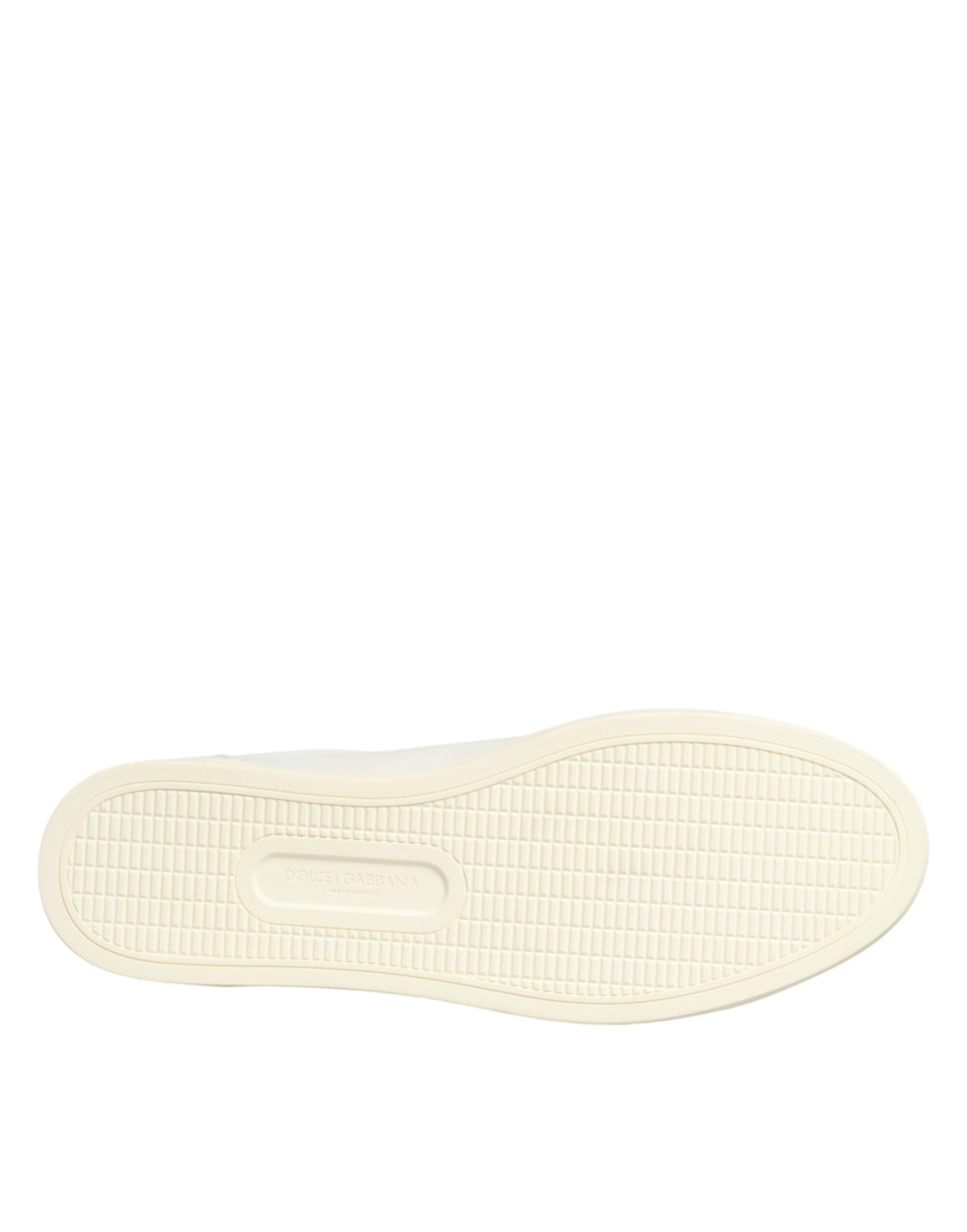 Dolce & Gabbana White Leather Heart Embellished Sneakers Shoes