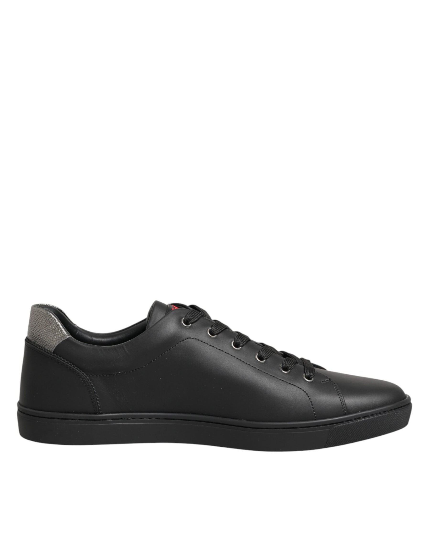 Dolce & Gabbana Black Leather Heart Embellished Sneakers Shoes | Regal Royce