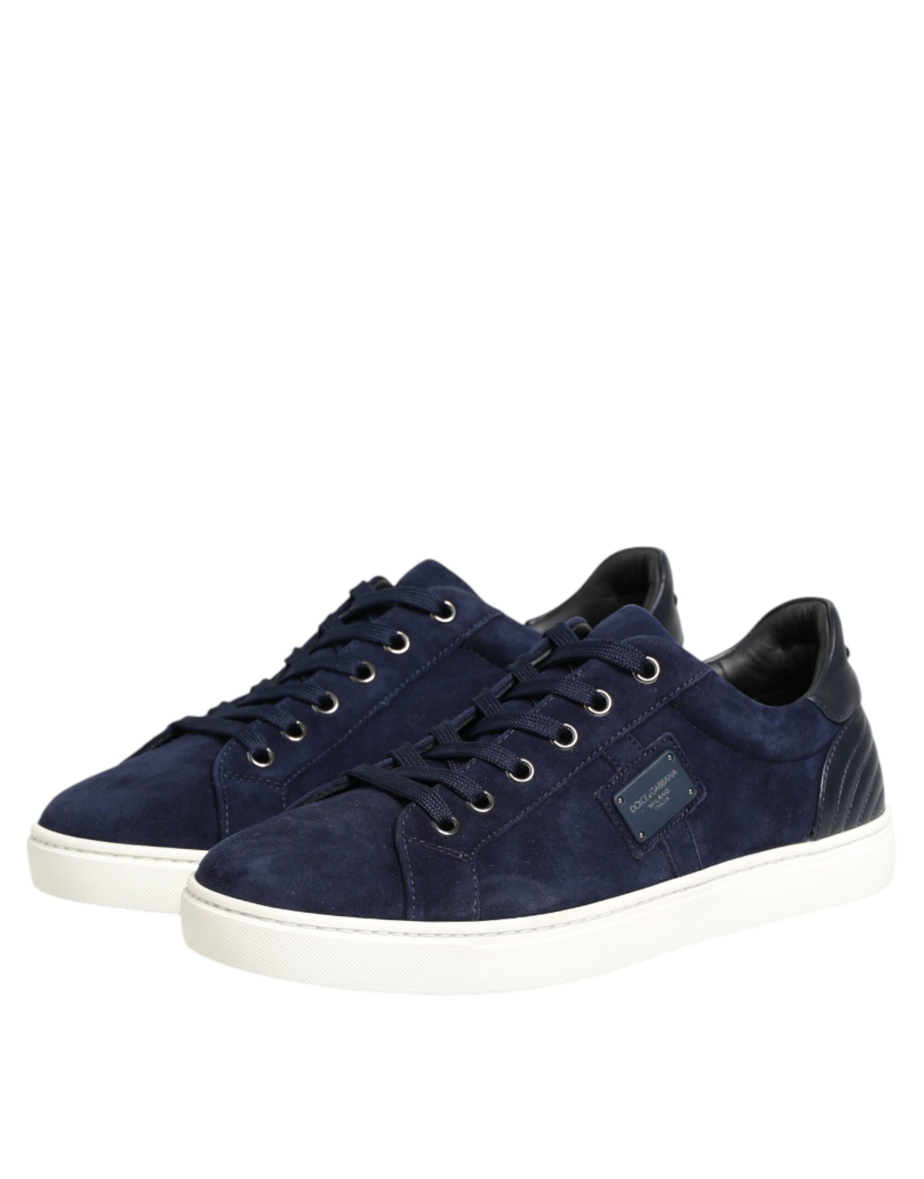 Dolce & Gabbana Blue Leather Suede Low Top Sneakers Shoes | Regal Royce