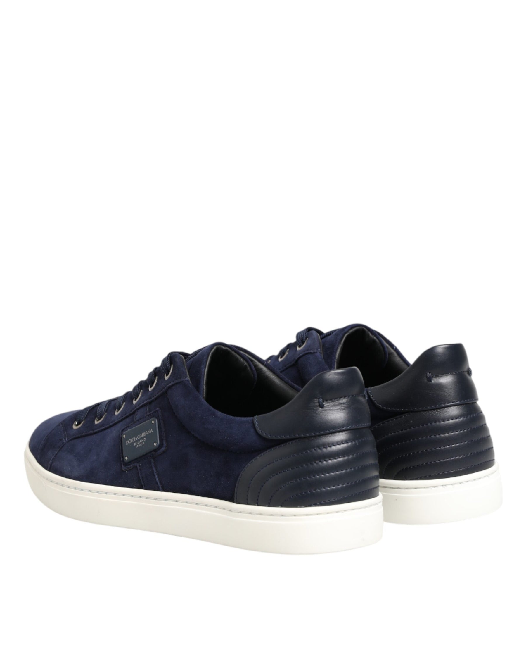 Dolce & Gabbana Blue Leather Suede Low Top Sneakers Shoes | Regal Royce