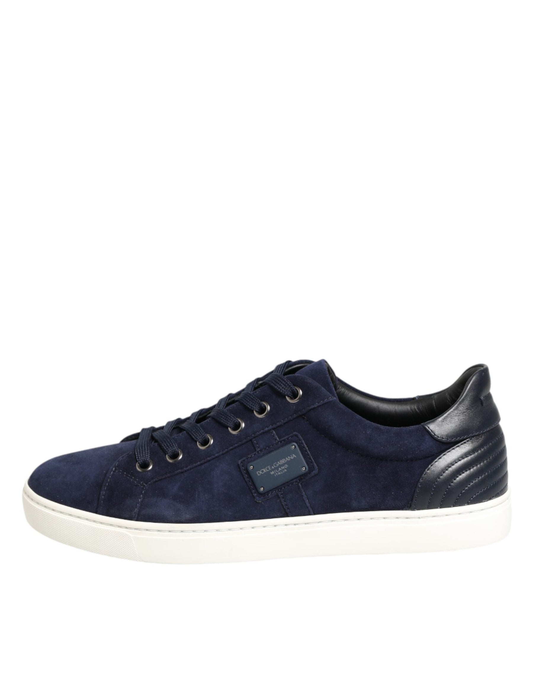 Dolce & Gabbana Blue Leather Suede Low Top Sneakers Shoes | Regal Royce