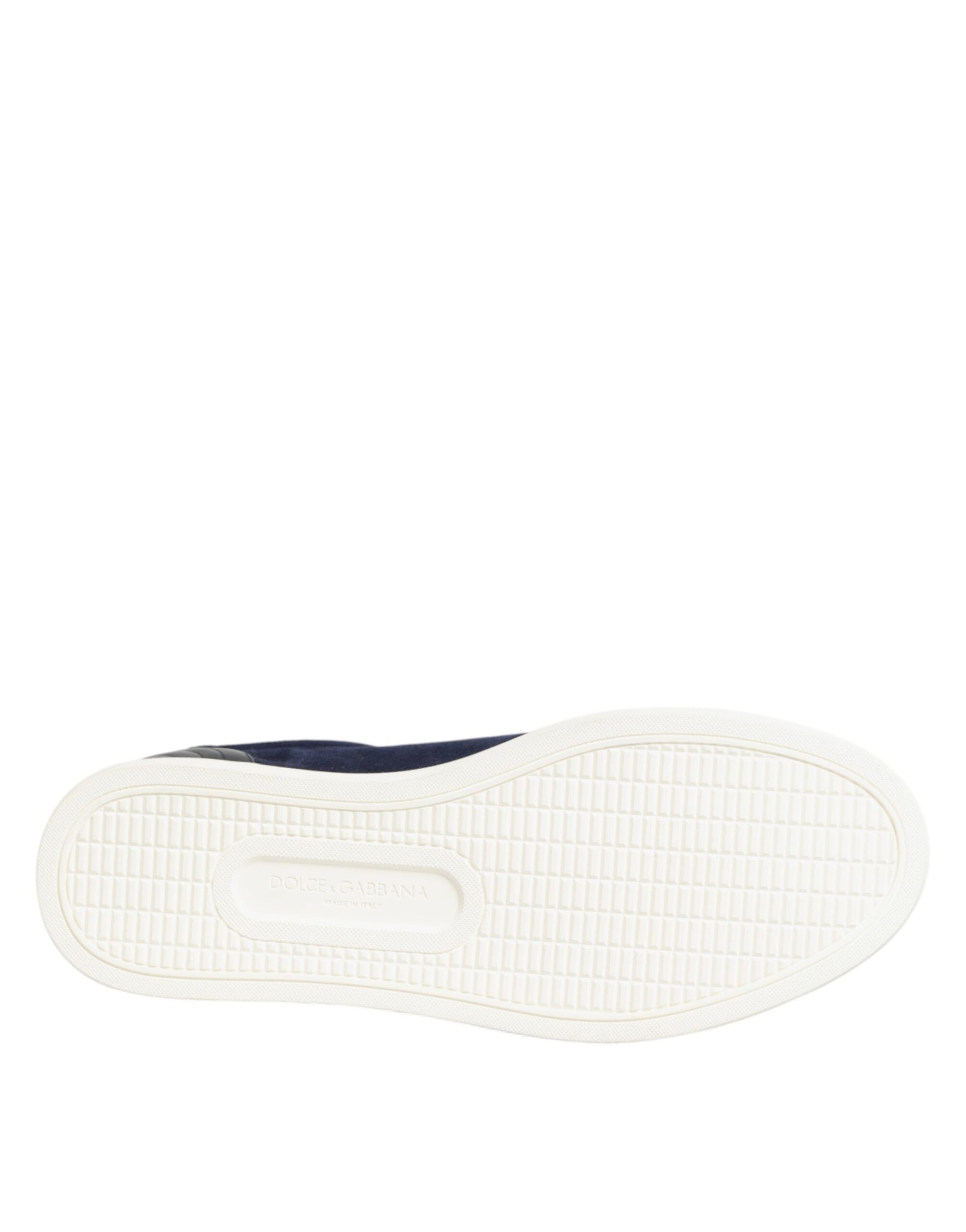 Dolce & Gabbana Blue Leather Suede Low Top Sneakers Shoes | Regal Royce