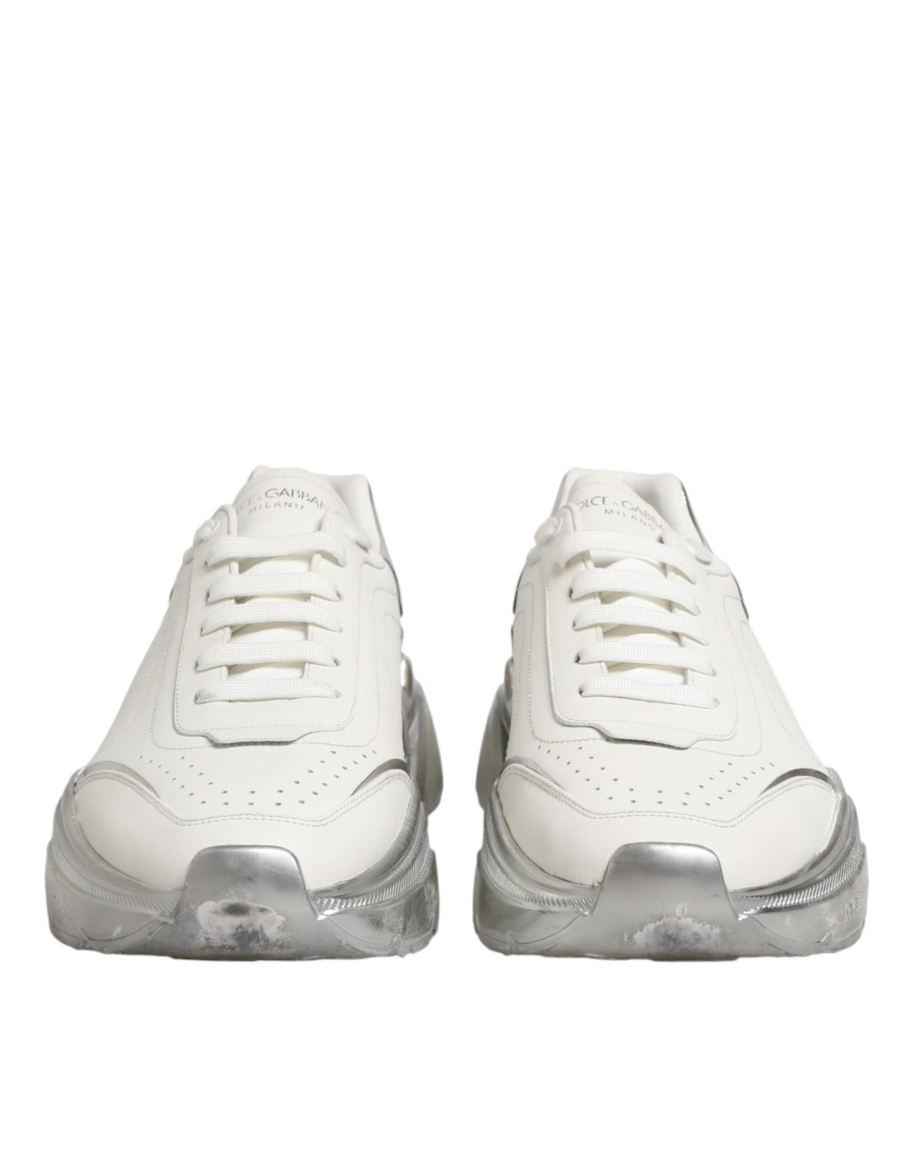 Dolce & Gabbana White Silver Daymaster Low Top Sneakers Shoes | Regal Royce