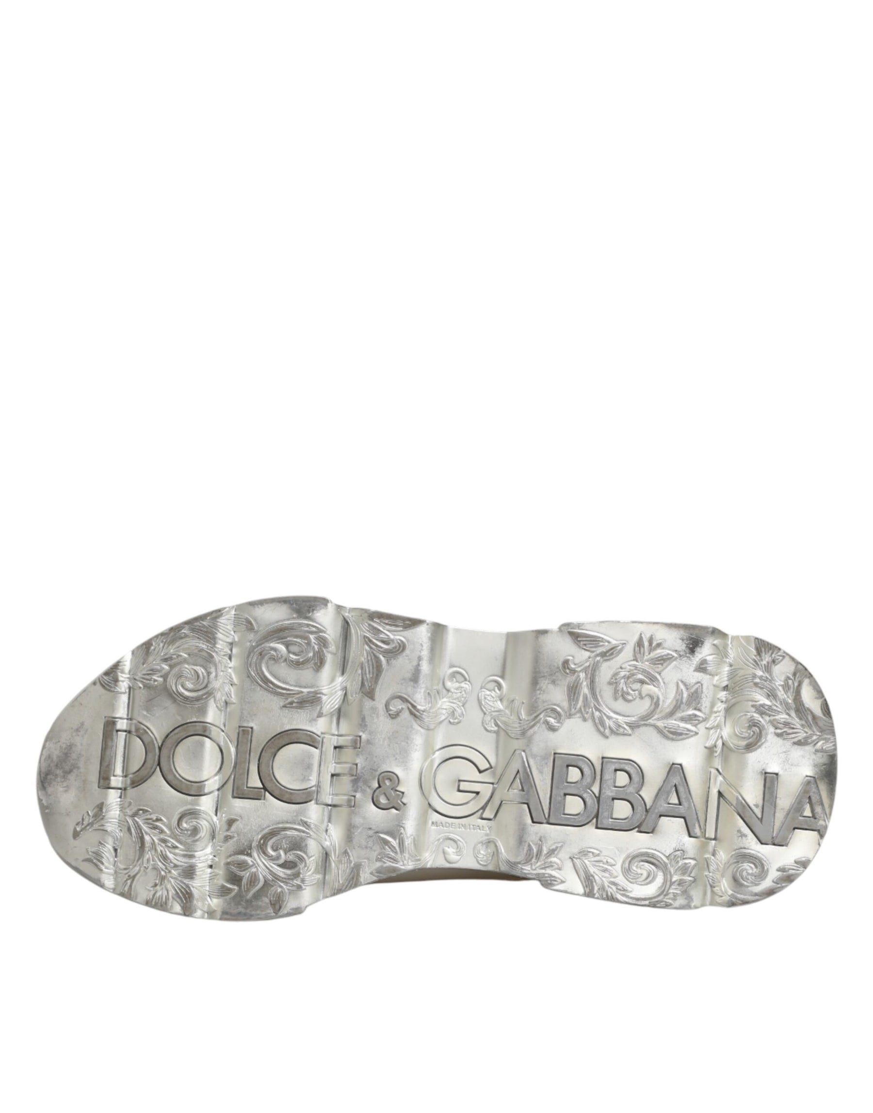 Dolce & Gabbana White Silver Daymaster Low Top Sneakers Shoes | Regal Royce