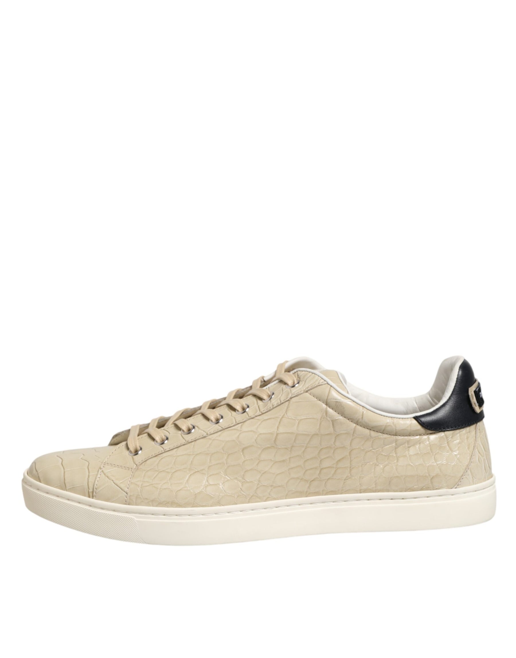 Dolce & Gabbana Beige London Low Top Leather Sneakers Shoes | Regal Royce