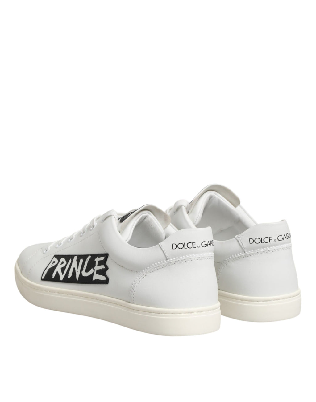 Dolce & Gabbana White Prince Leather Low Top Men Sneakers Shoes