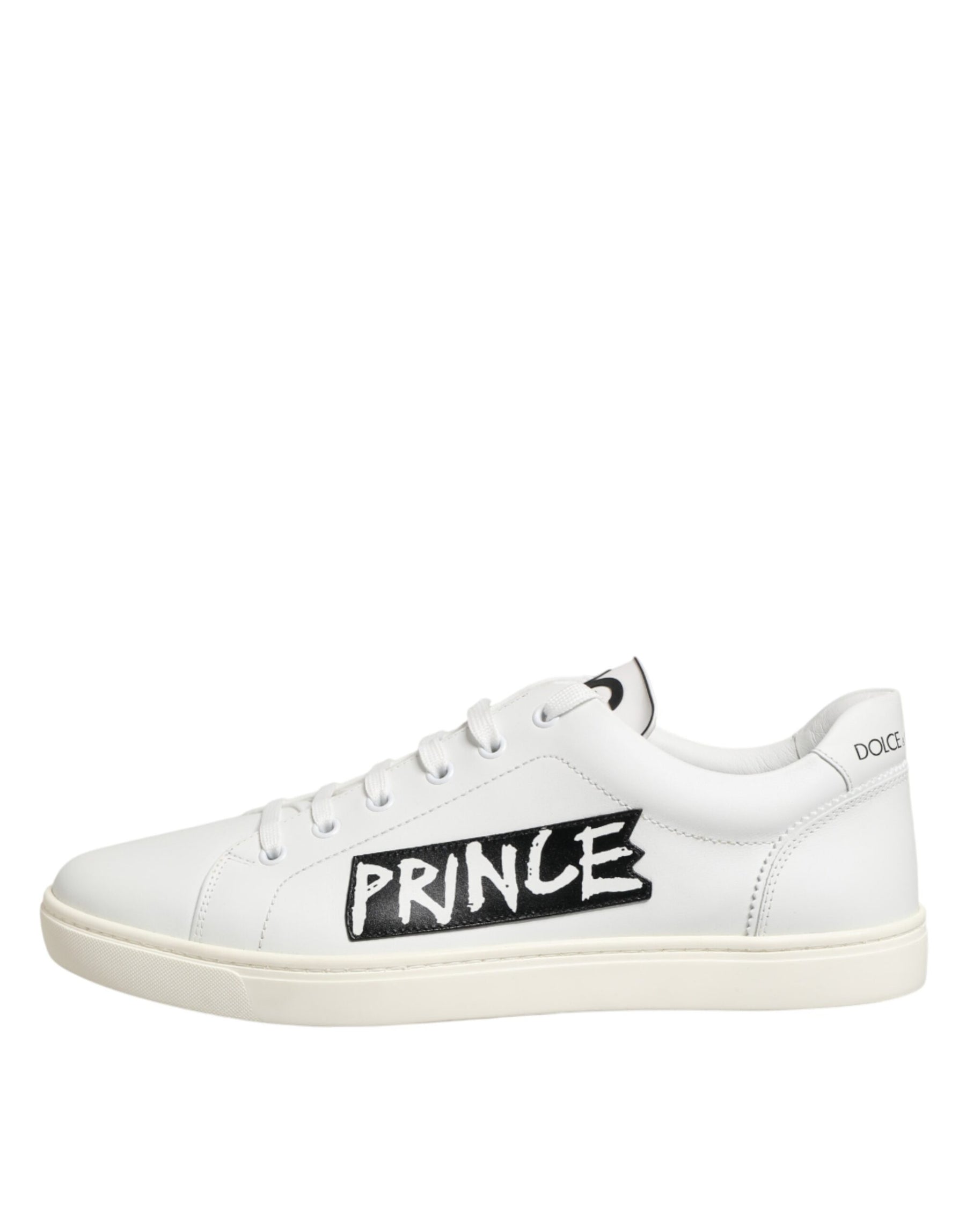 Dolce & Gabbana White Prince Leather Low Top Men Sneakers Shoes | Regal Royce