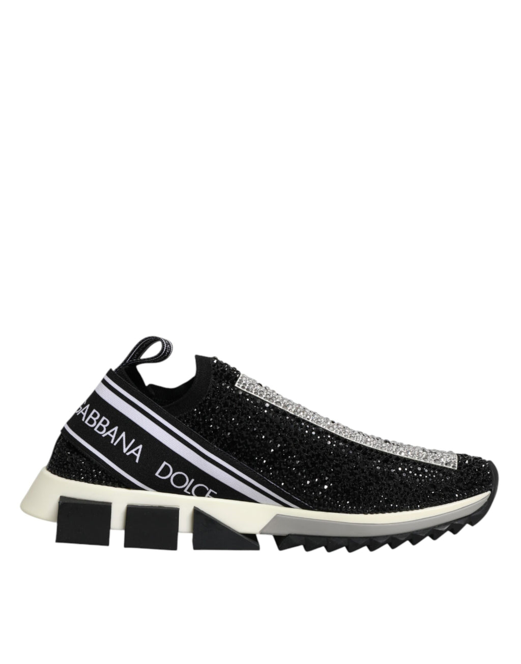 Dolce & Gabbana Black Strass Slip On Men Sorrento Sneakers Shoes