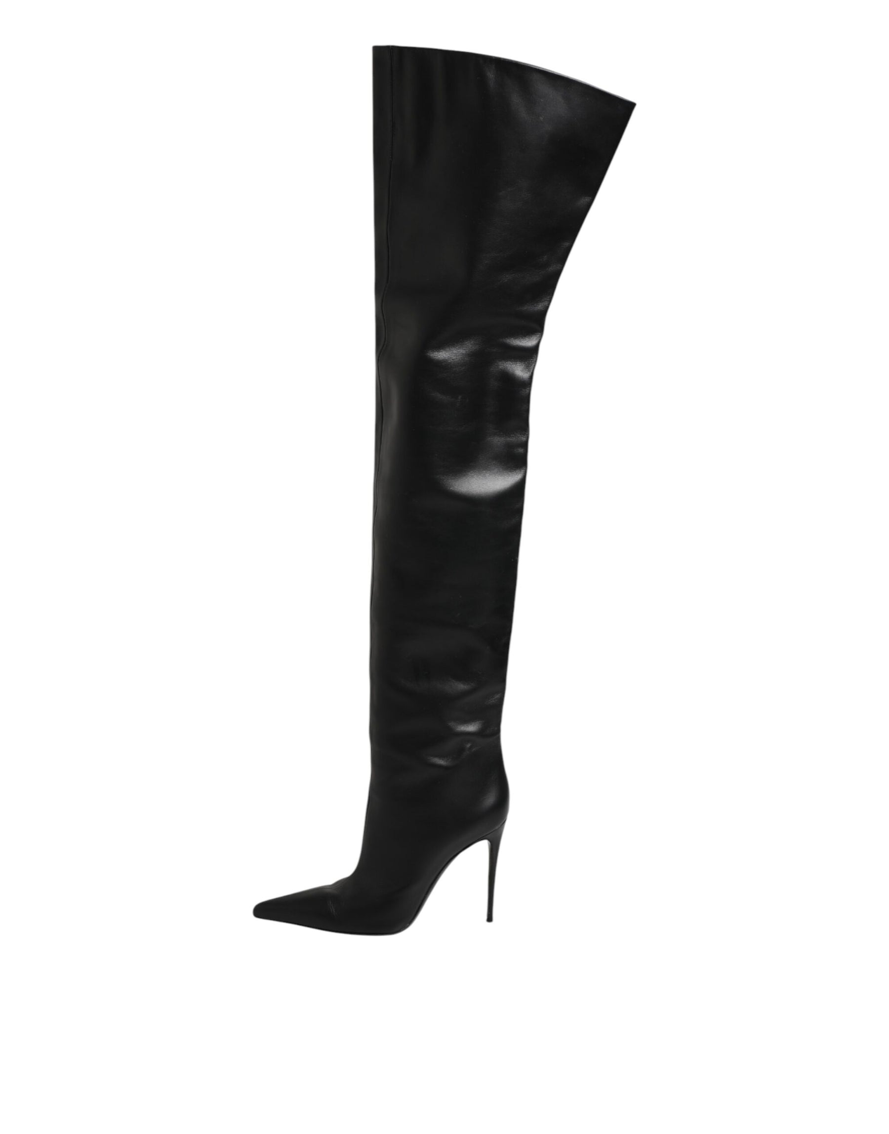 Dolce & Gabbana Black Leather Stiletto Knee High Boots Shoes | Regal Royce