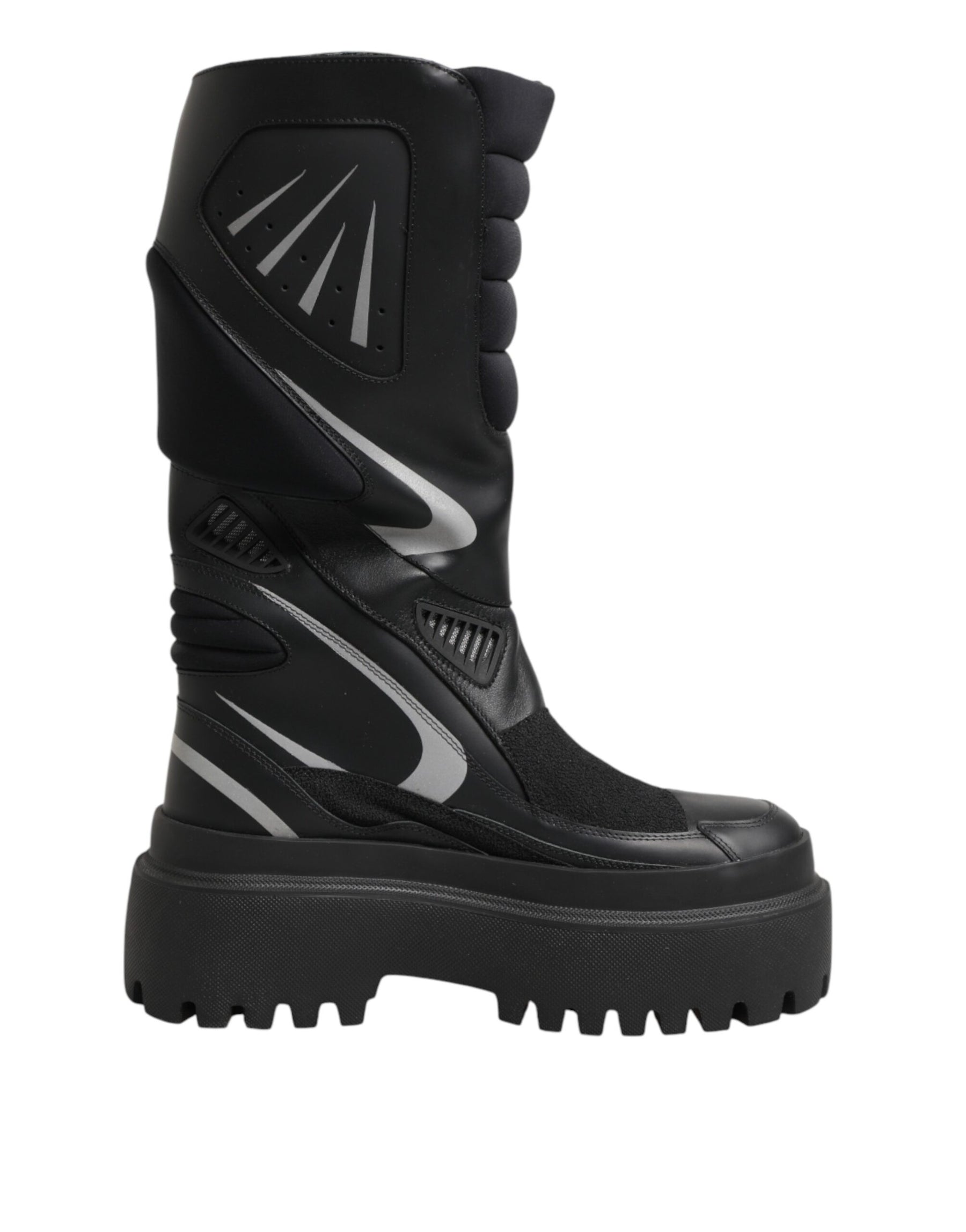 Dolce & Gabbana Black Leather Mid Calf Biker Boots Shoes | Regal Royce