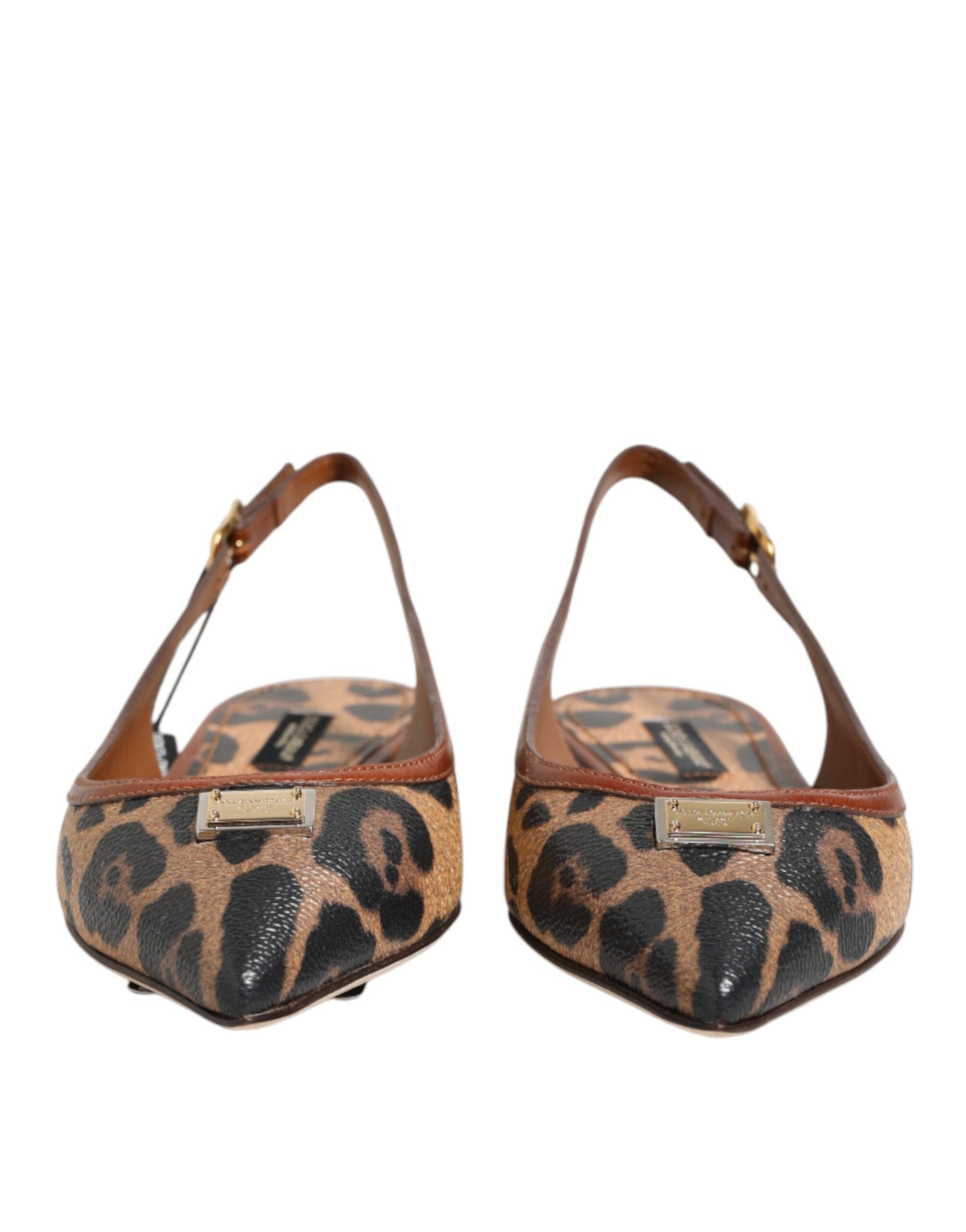 Dolce & Gabbana Brown Leopard Slingback Flats Sandals Shoes | Regal Royce