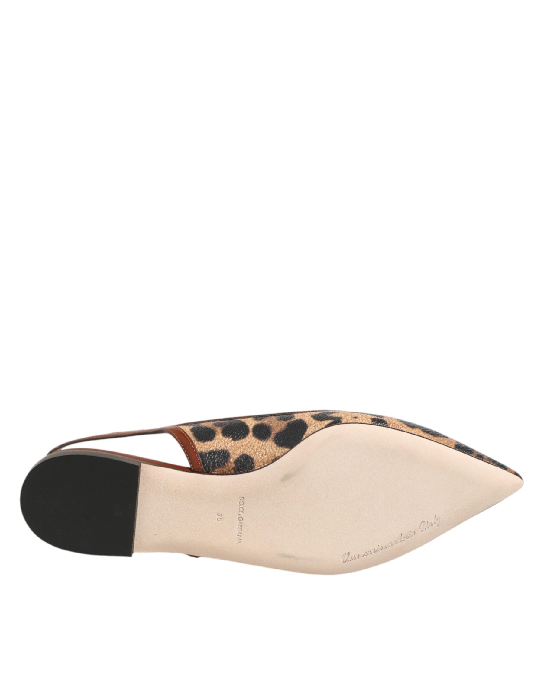 Dolce & Gabbana Brown Leopard Slingback Flats Sandals Shoes | Regal Royce