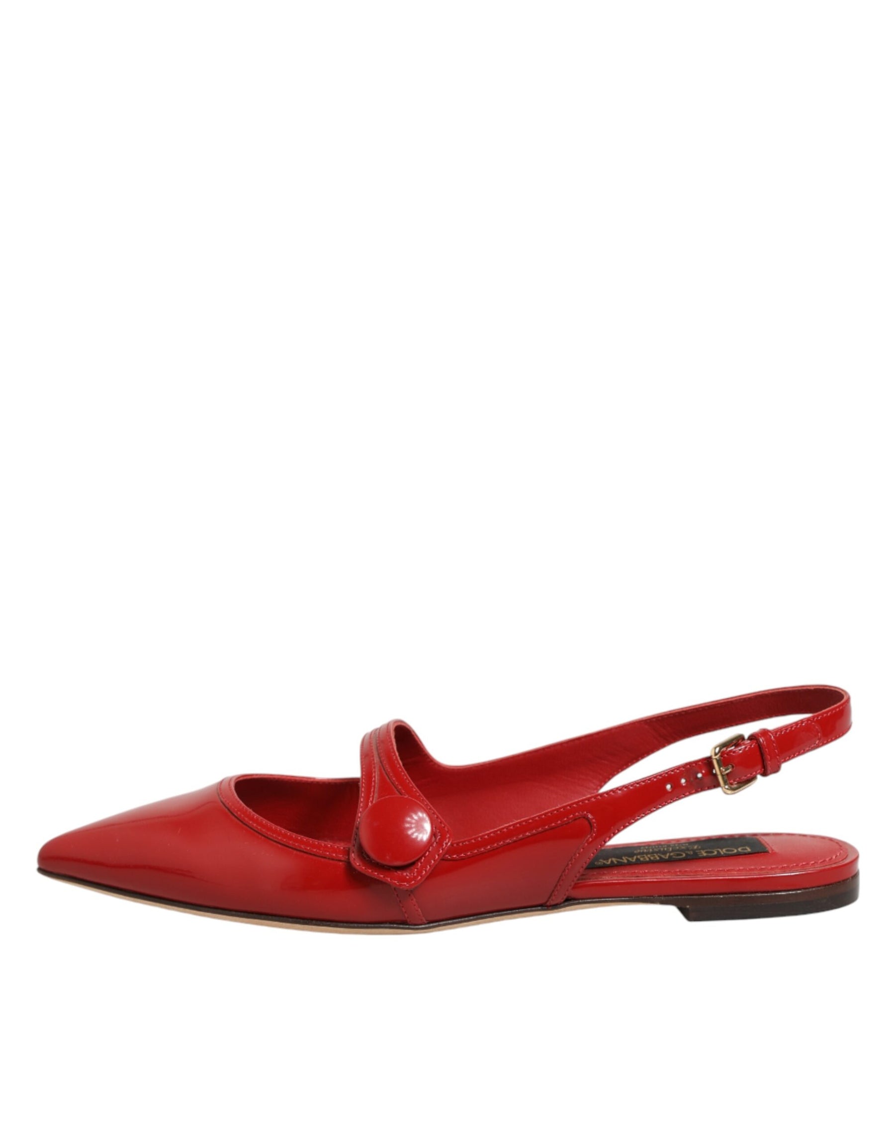 Dolce & Gabbana Red Leather Slingback Flats Sandals Shoes | Regal Royce