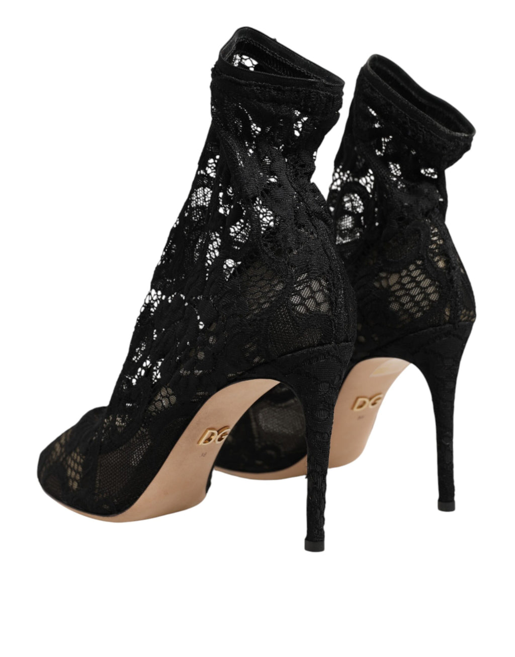 Dolce & Gabbana Black Stretch Socks Taormina Lace Boot Shoes