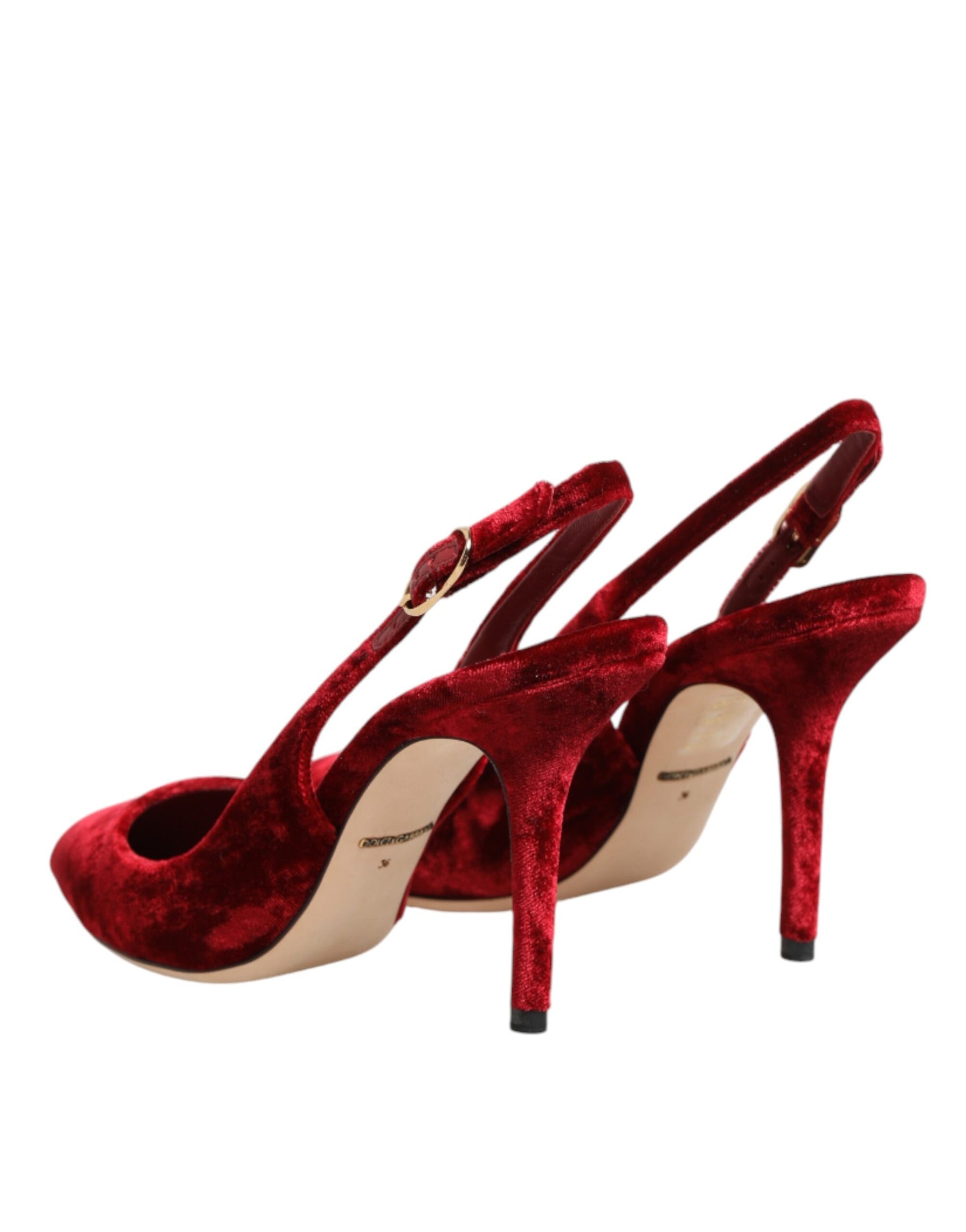Dolce & Gabbana Red Suede High Heels Slingbacks Sandals Shoes | Regal Royce