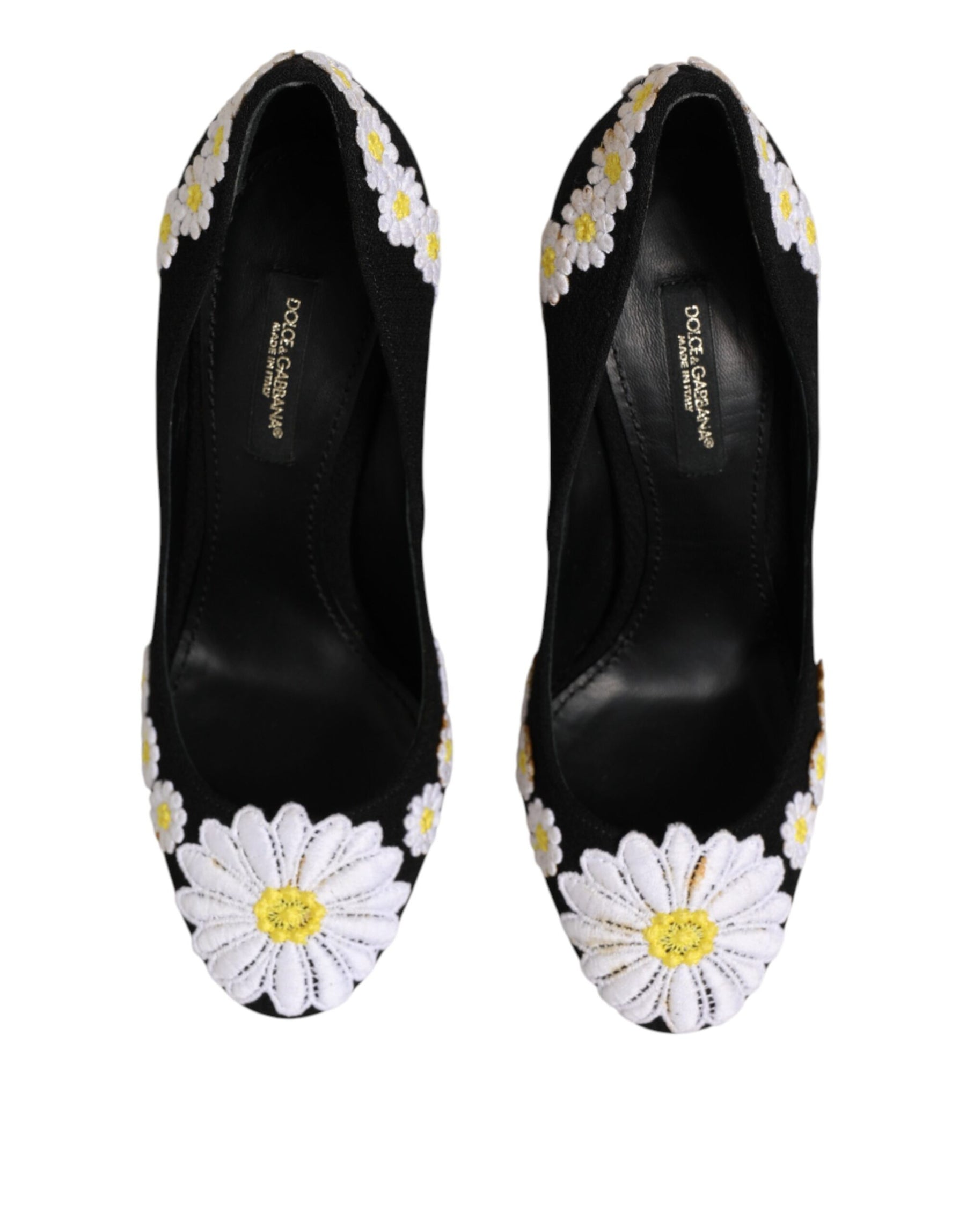 Dolce & Gabbana Black Wool Suede Daisy Heels Pump Shoes | Regal Royce