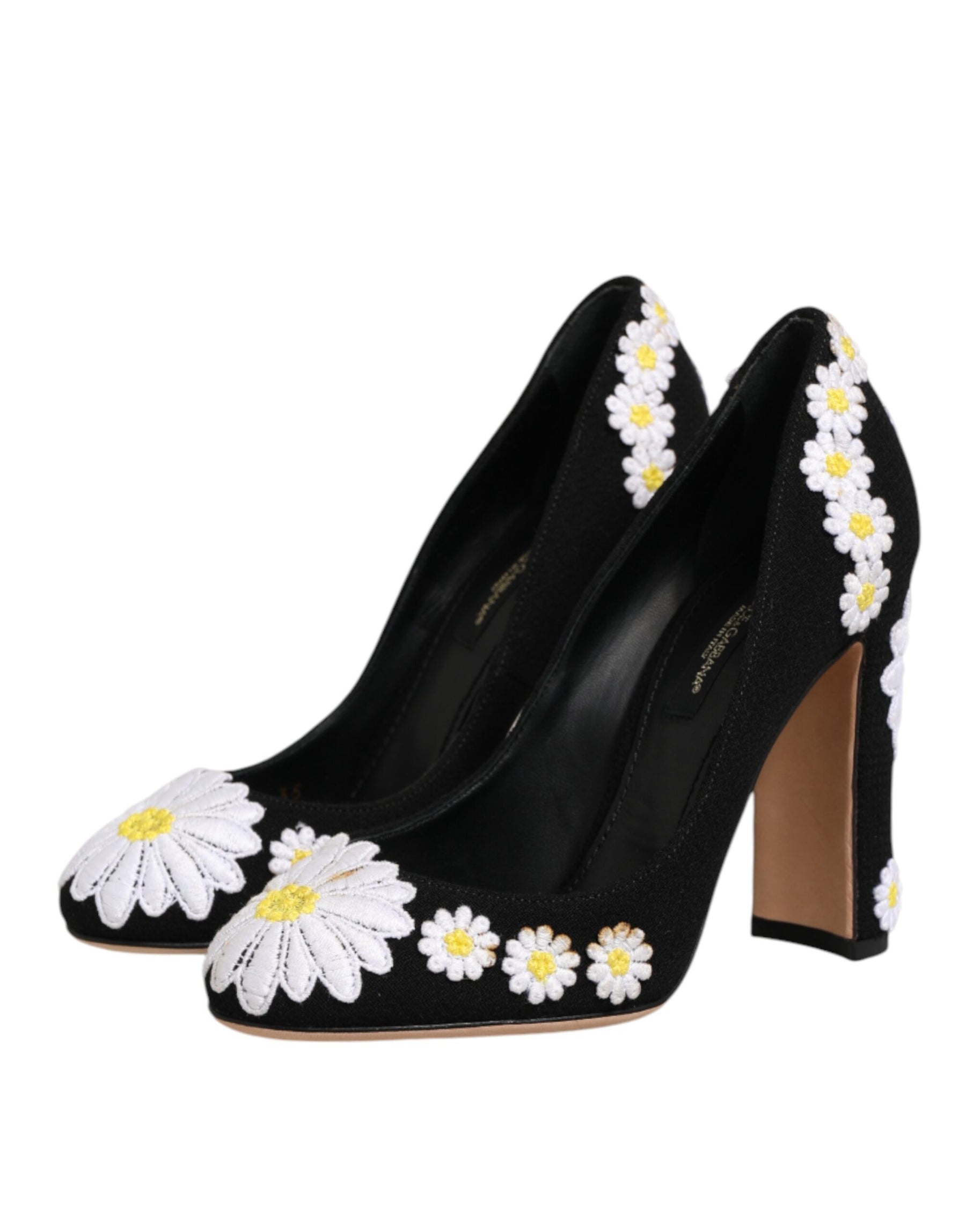 Dolce & Gabbana Black Wool Suede Daisy Heels Pump Shoes | Regal Royce
