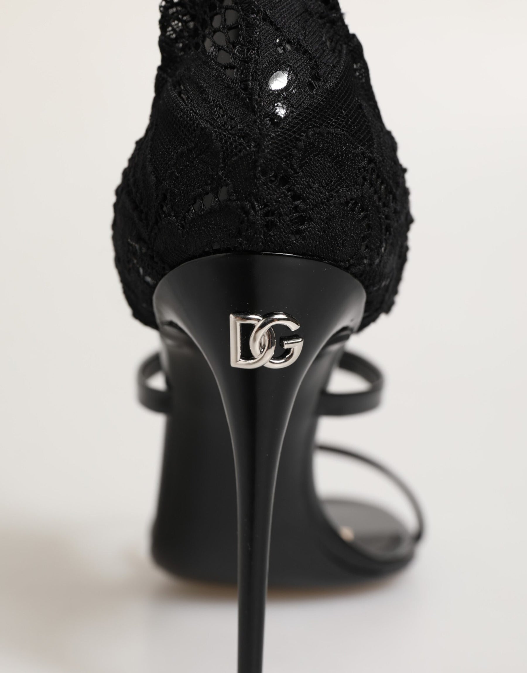 Dolce & Gabbana Black Floral Lace Heels SANDALS Shoes | Regal Royce