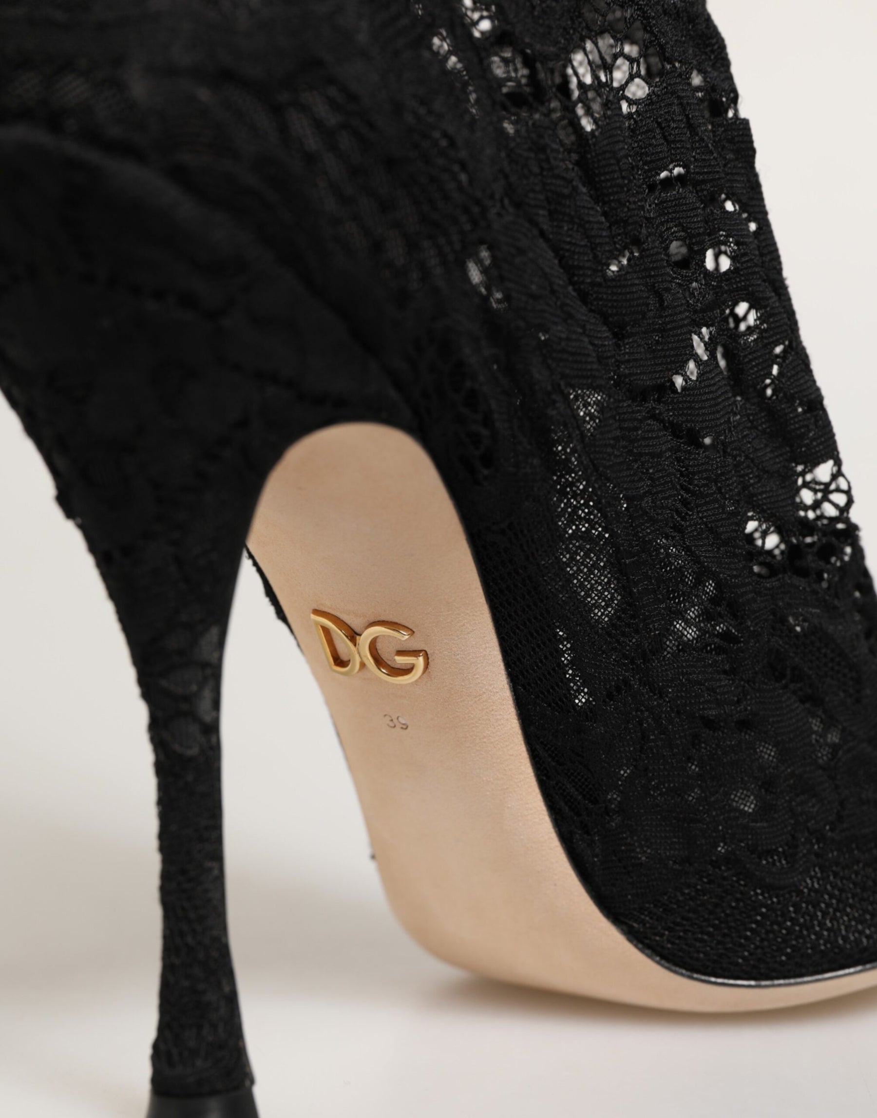 Dolce & Gabbana Black Taormina Lace Socks Pumps Boots Shoes | Regal Royce