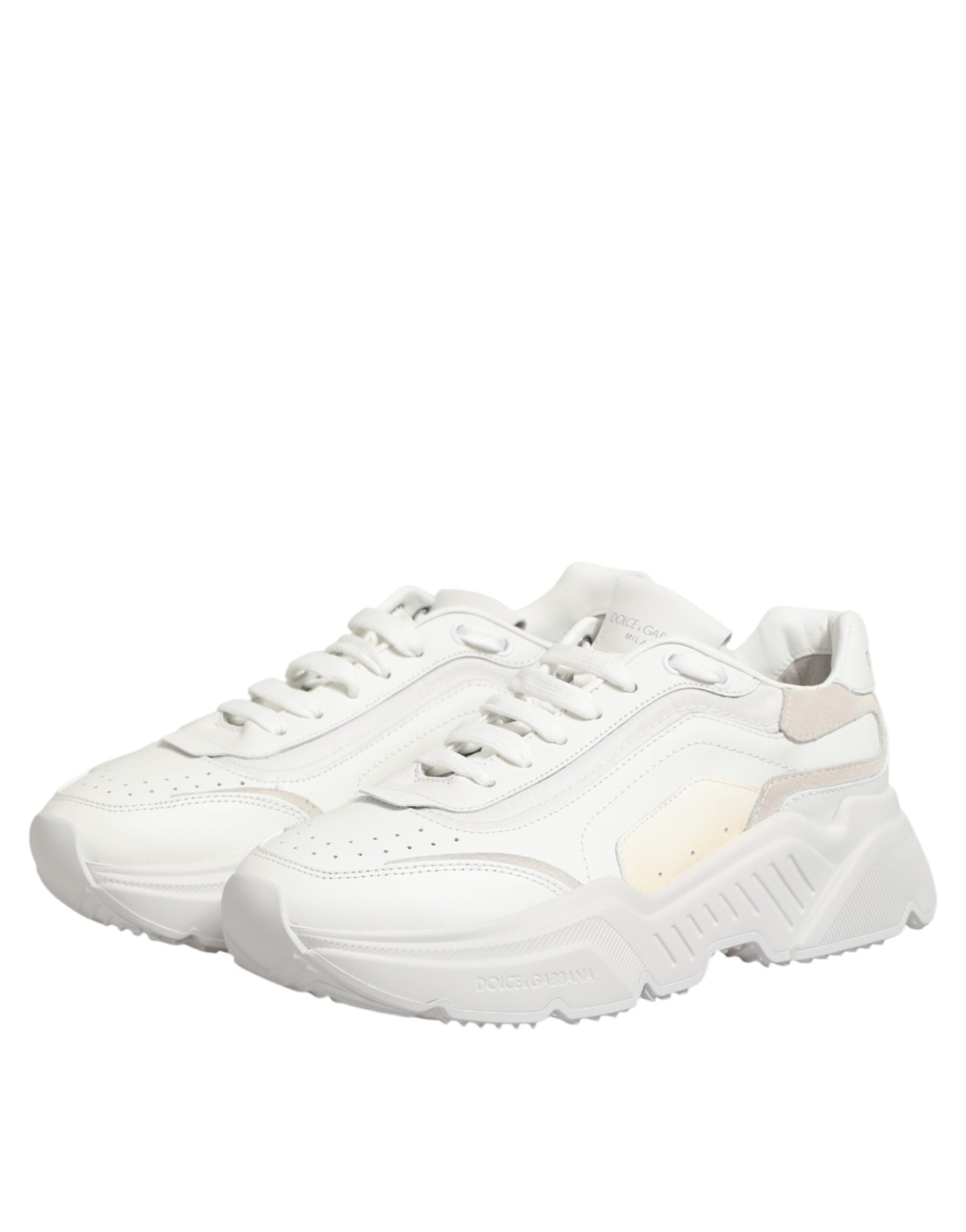 Dolce & Gabbana White Leather Daymaster Low Top Sneakers Shoes | Regal Royce