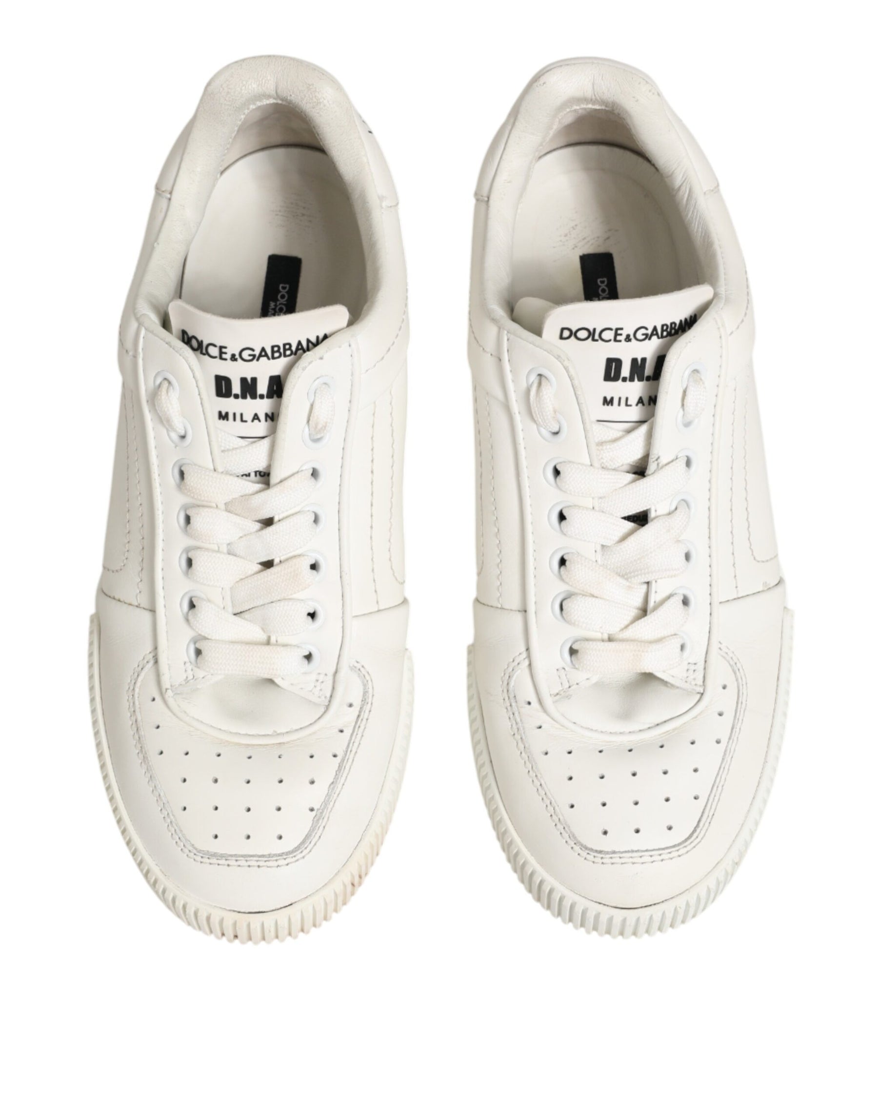Dolce & Gabbana White Leather MIAMI Low Top Sneakers Shoes | Regal Royce