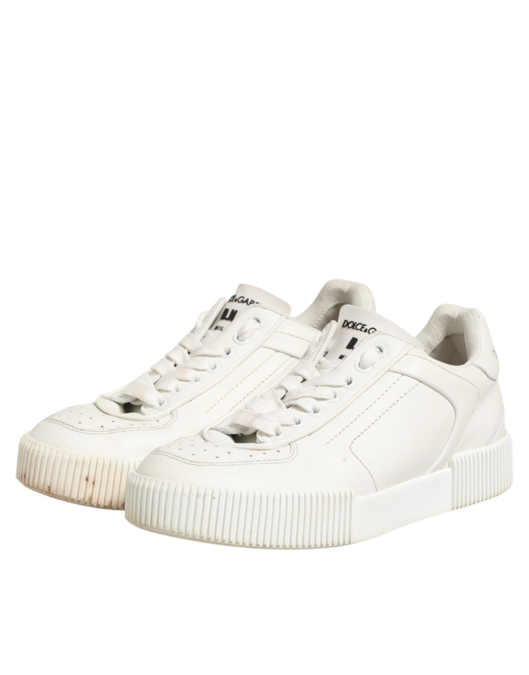 Dolce & Gabbana White Leather MIAMI Low Top Sneakers Shoes | Regal Royce