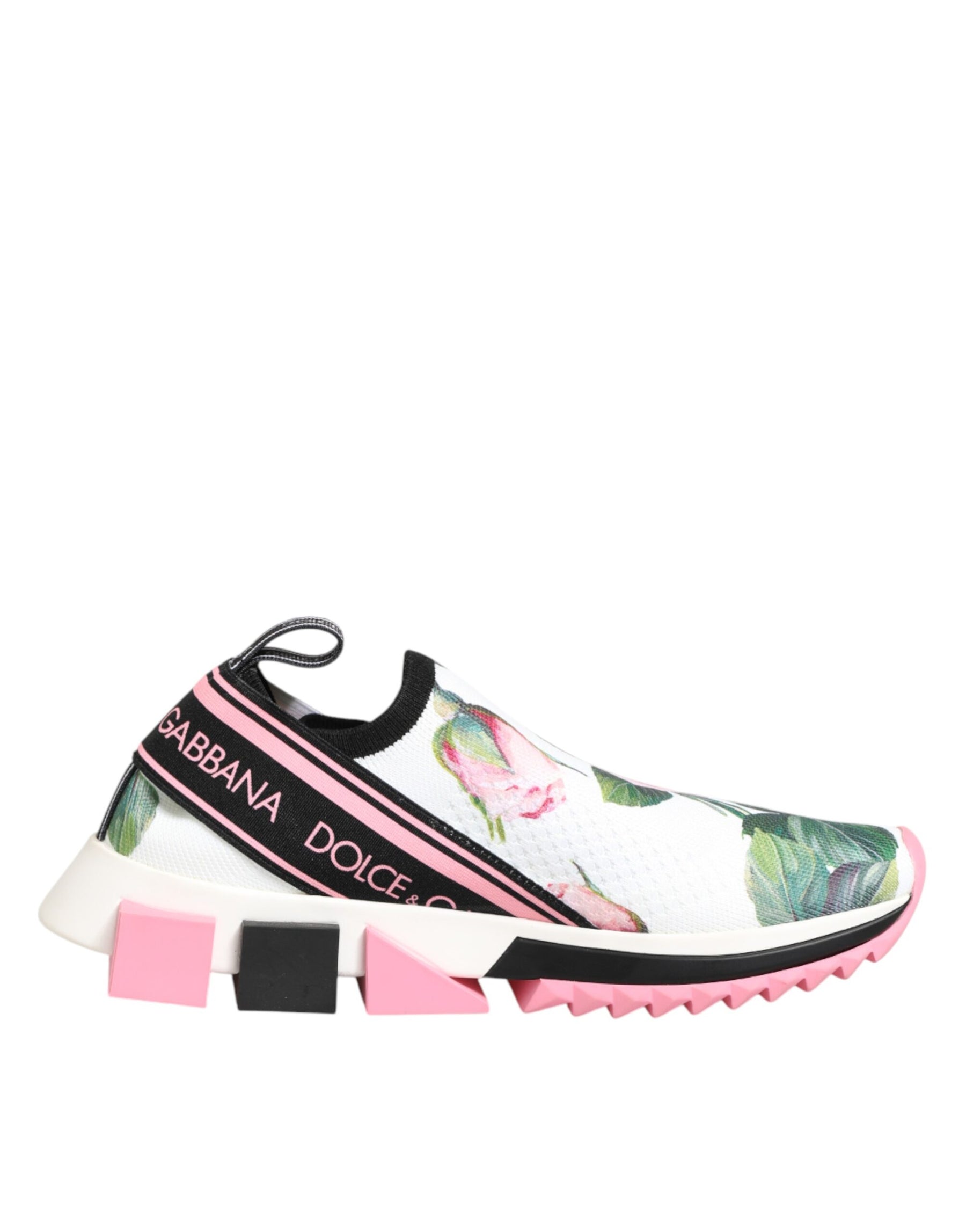 Dolce & Gabbana White Rose Print Sorrento Sneakers Shoes | Regal Royce