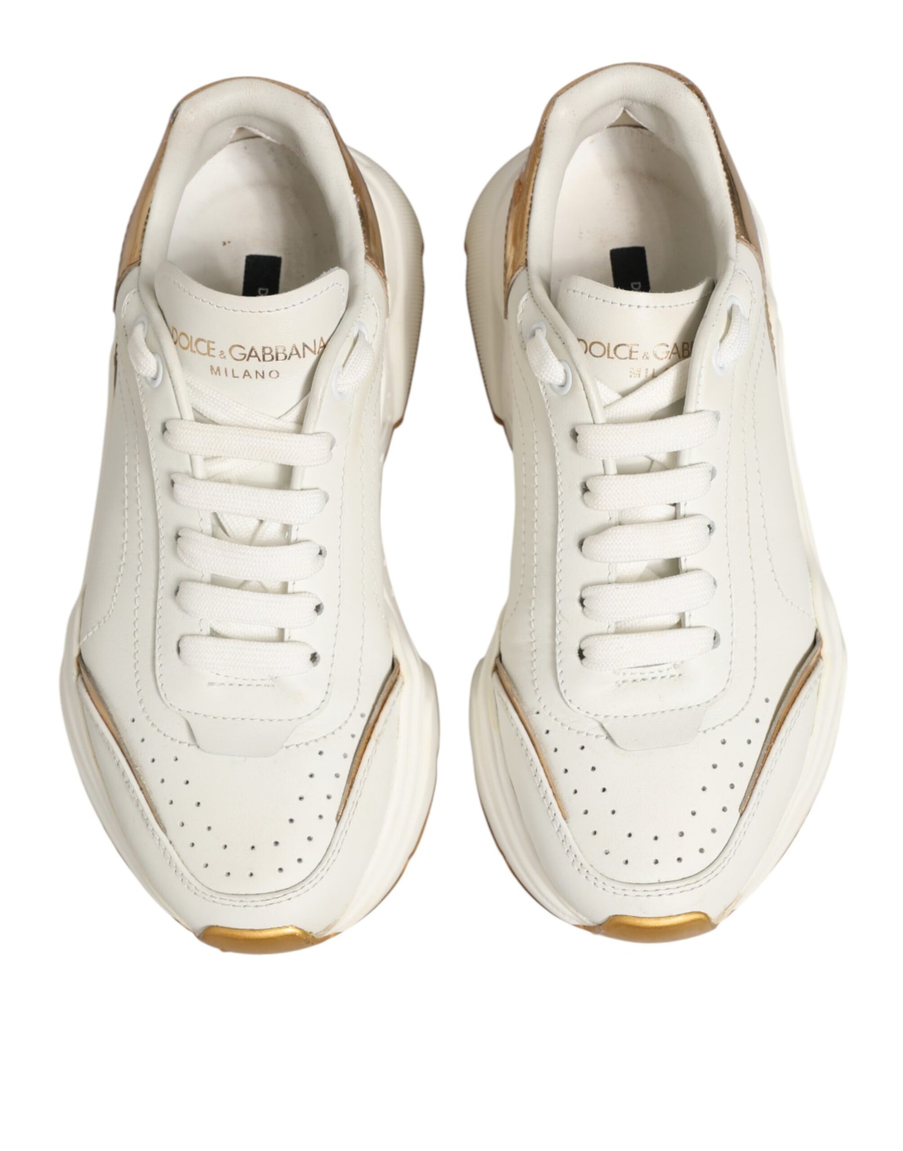Dolce & Gabbana White Gold Daymaster Low Top Sneakers Shoes | Regal Royce
