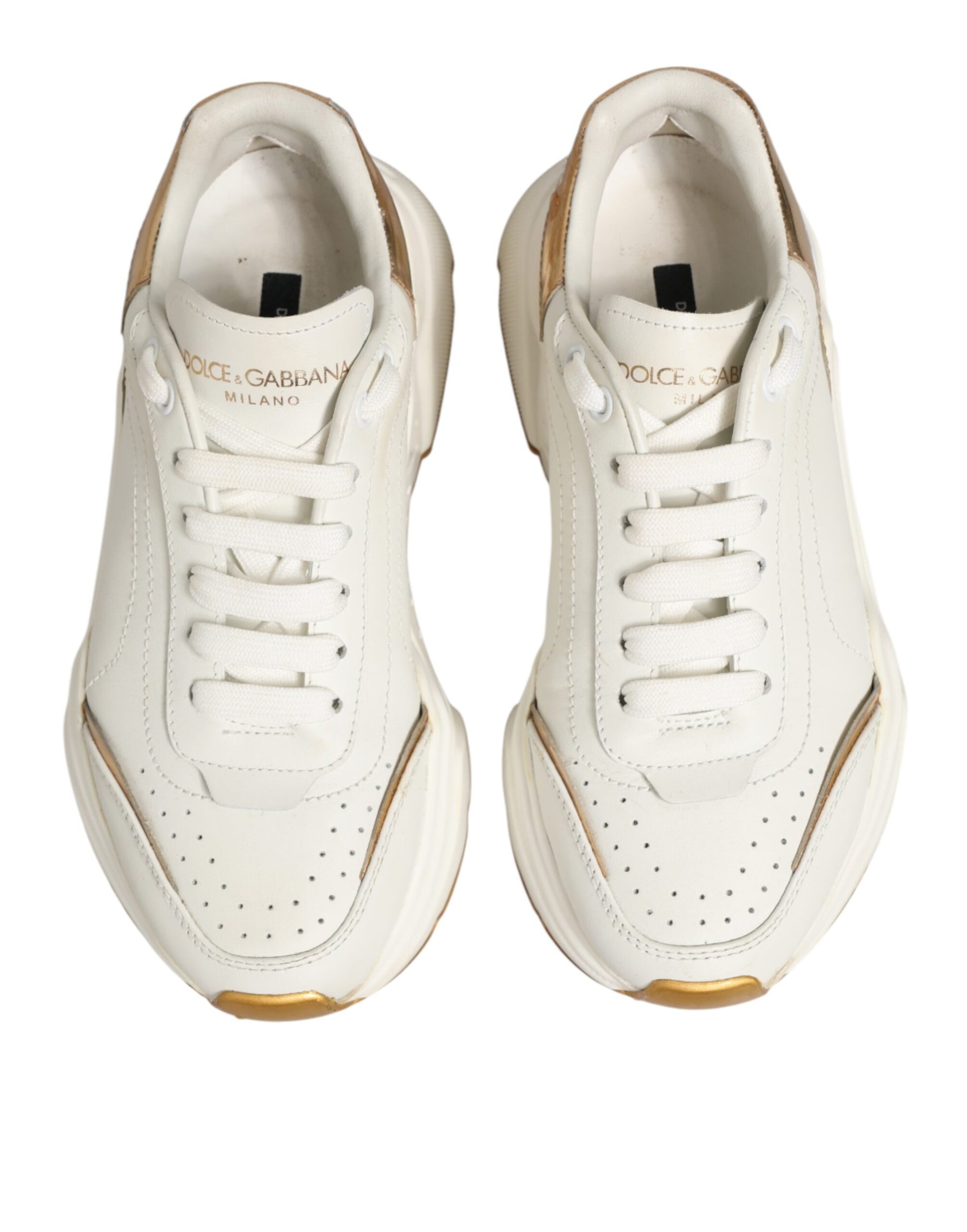 Dolce & Gabbana White Gold Daymaster Low Top Sneakers Shoes