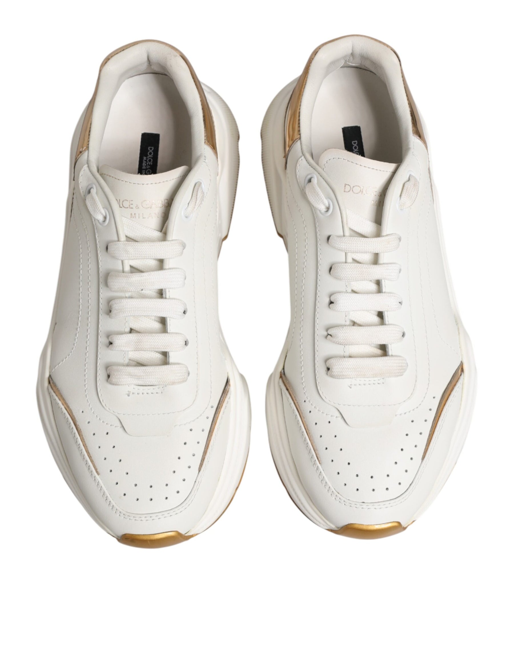 Dolce & Gabbana White Gold Daymaster Low Top Sneakers Shoes | Regal Royce