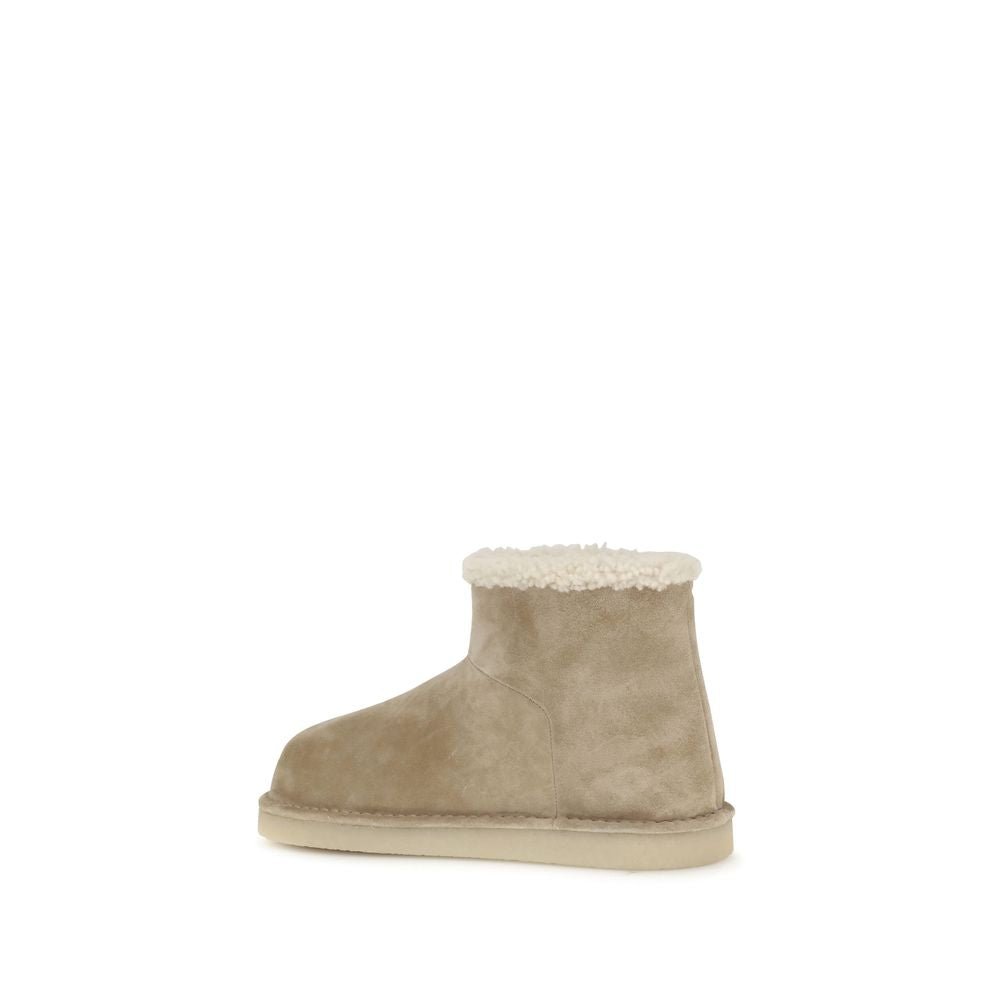 Miu Miu Beige Leather Flat Boots | Regal Royce