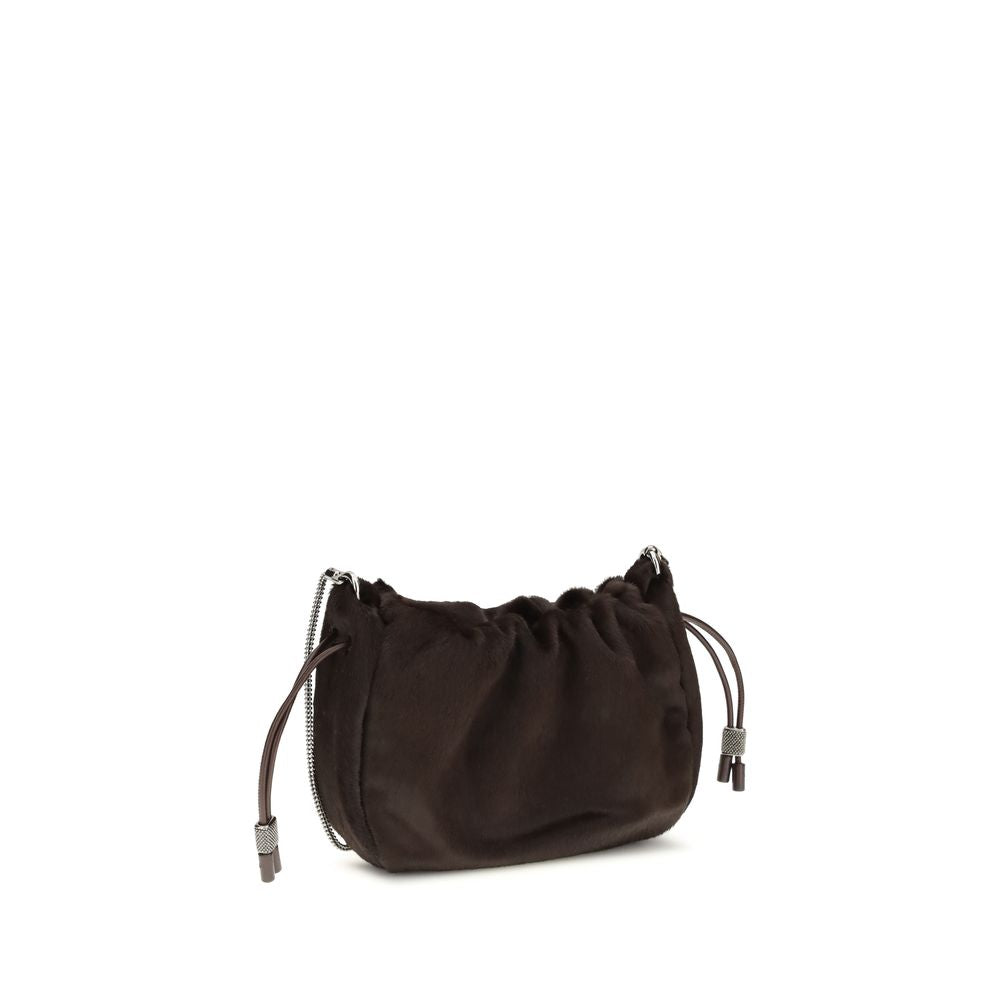 Brunello Cucinelli Brown Fur Shoulder Bag