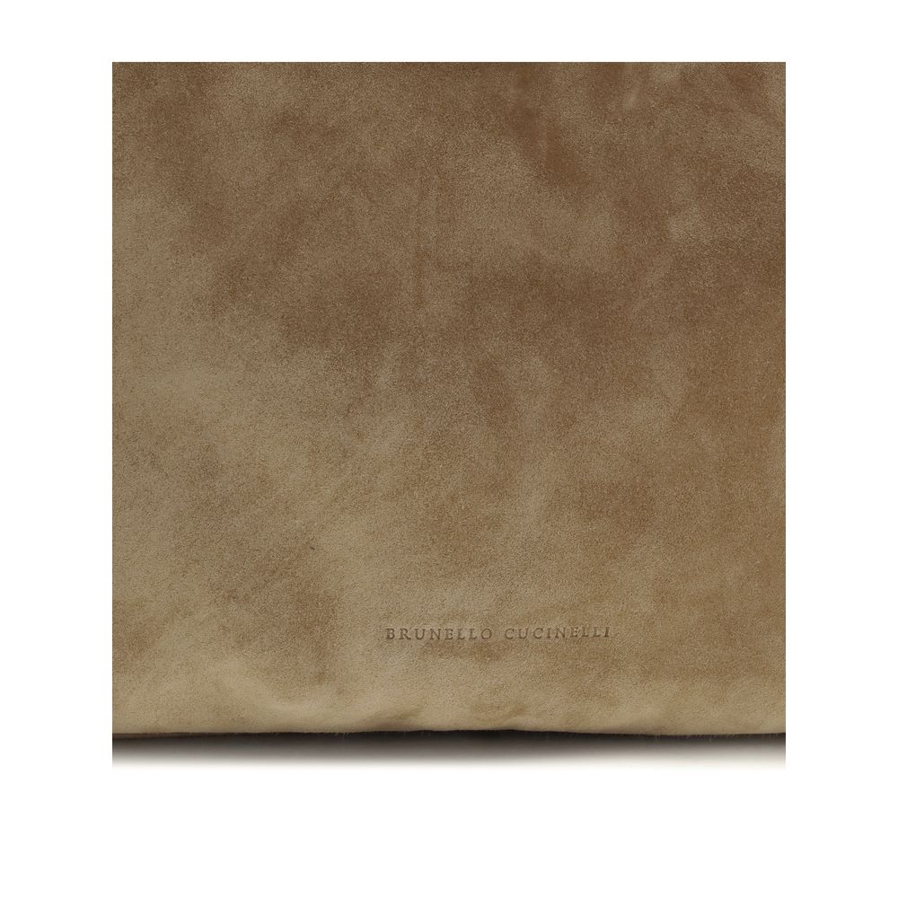 Brunello Cucinelli Beige Calf Leather Bos Taurus Shoulder Bag | Regal Royce