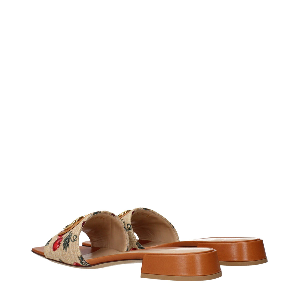 Valentino Garavani Beige Raffia Slippers