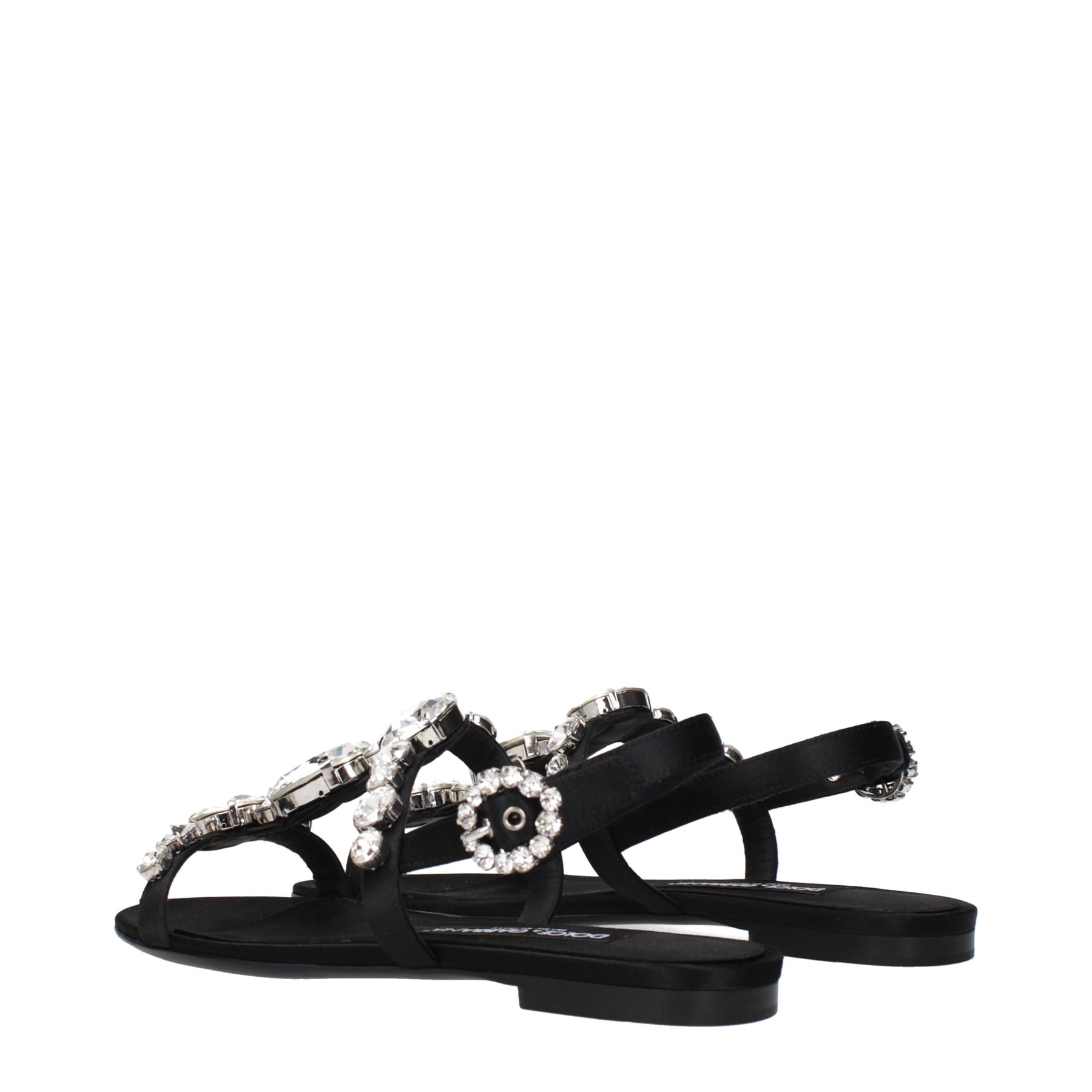 Dolce & Gabbana Black Satin Flat Sandals | Regal Royce