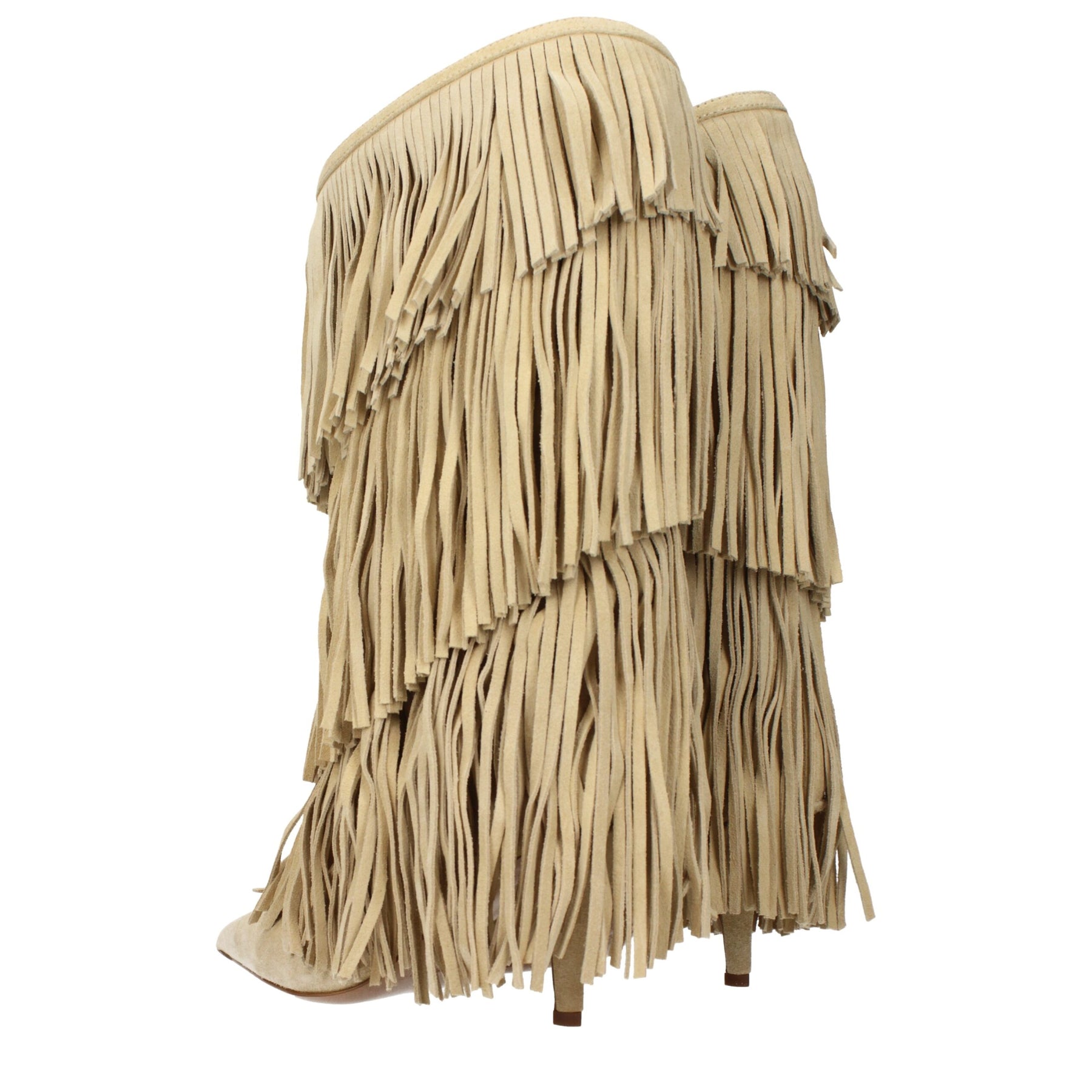 Paris Texas Beige Leather Flat Boots | Regal Royce