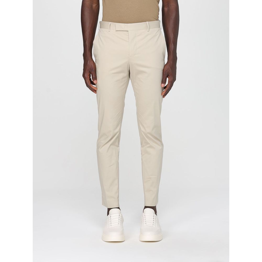 PT Torino Beige Cotton Casual Pants | Regal Royce