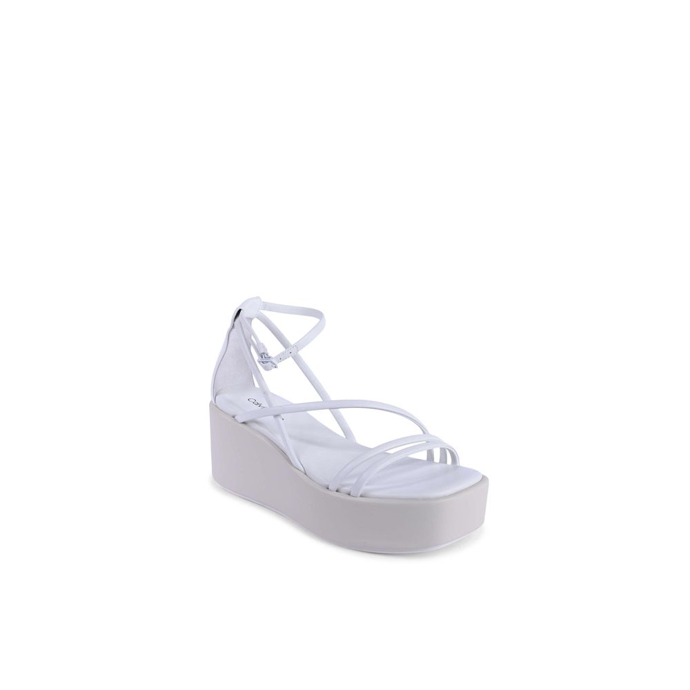 Calvin Klein White Leather Platform Sandals | Regal Royce