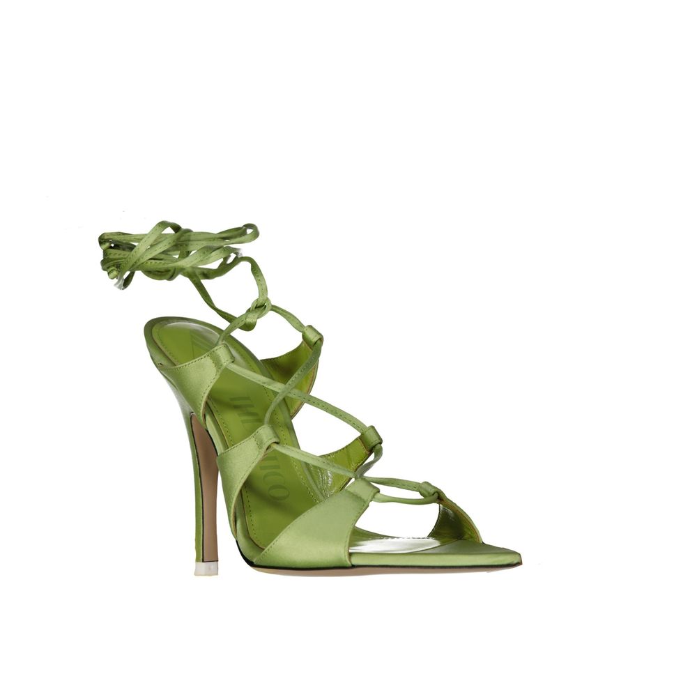 The Attico Green Silk Stiletto Heel Sandals