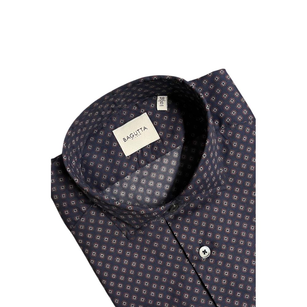 Bagutta Blue Cotton Men's Slim Fit Shirt | Regal Royce