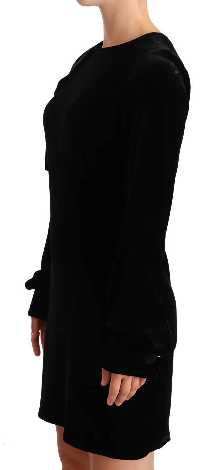 N.21 Sheath A-line Black Viscose Long Sleeves Round Neck Mini Dress | Regal Royce