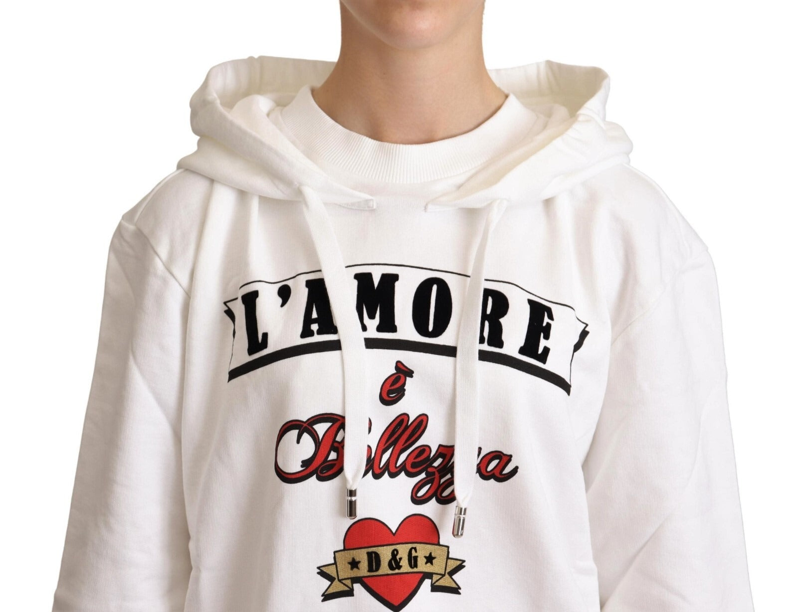 Dolce & Gabbana White L'Amore Hooded Pullover Sweater | Regal Royce