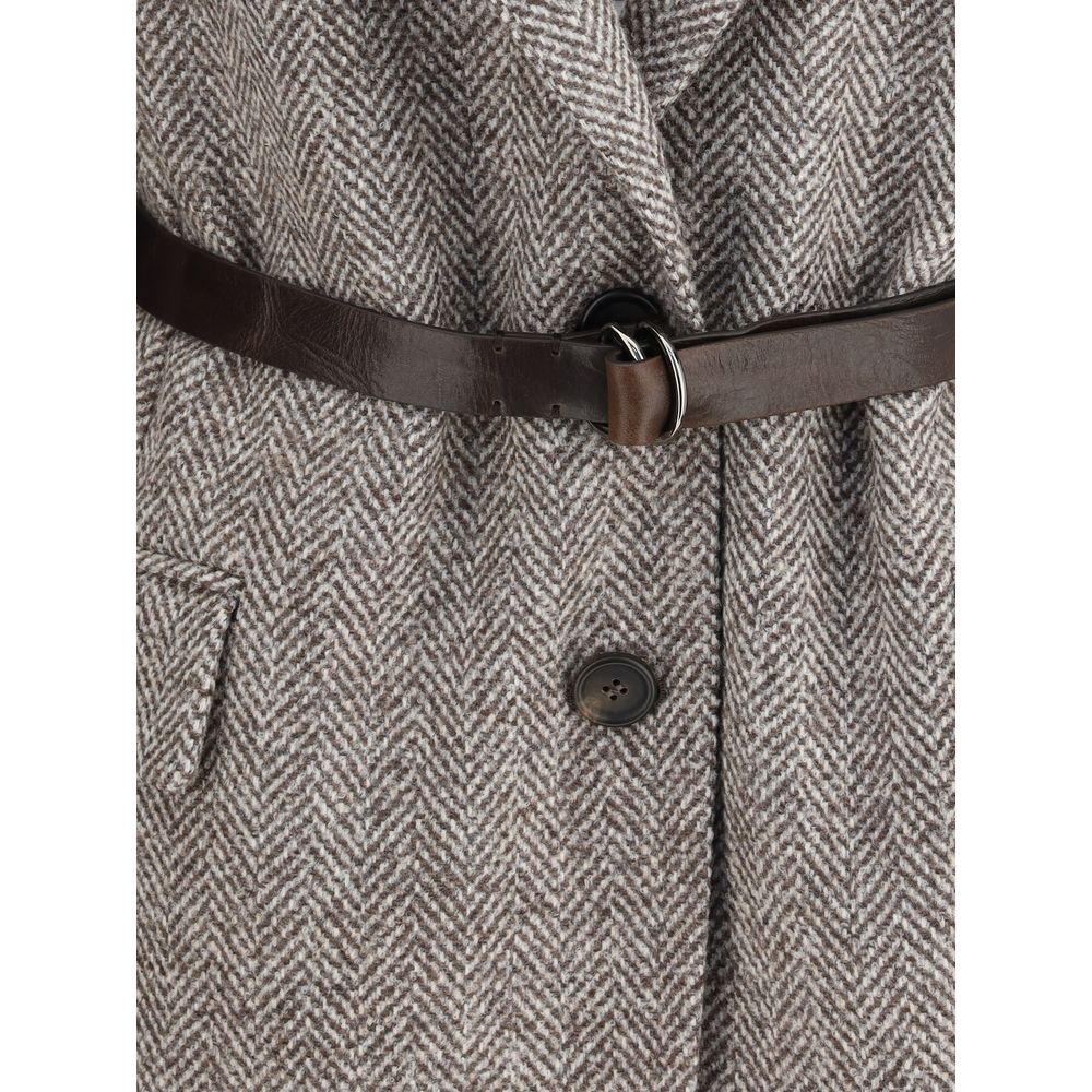 Brunello Cucinelli Brown Fleece Wool Coat | Regal Royce