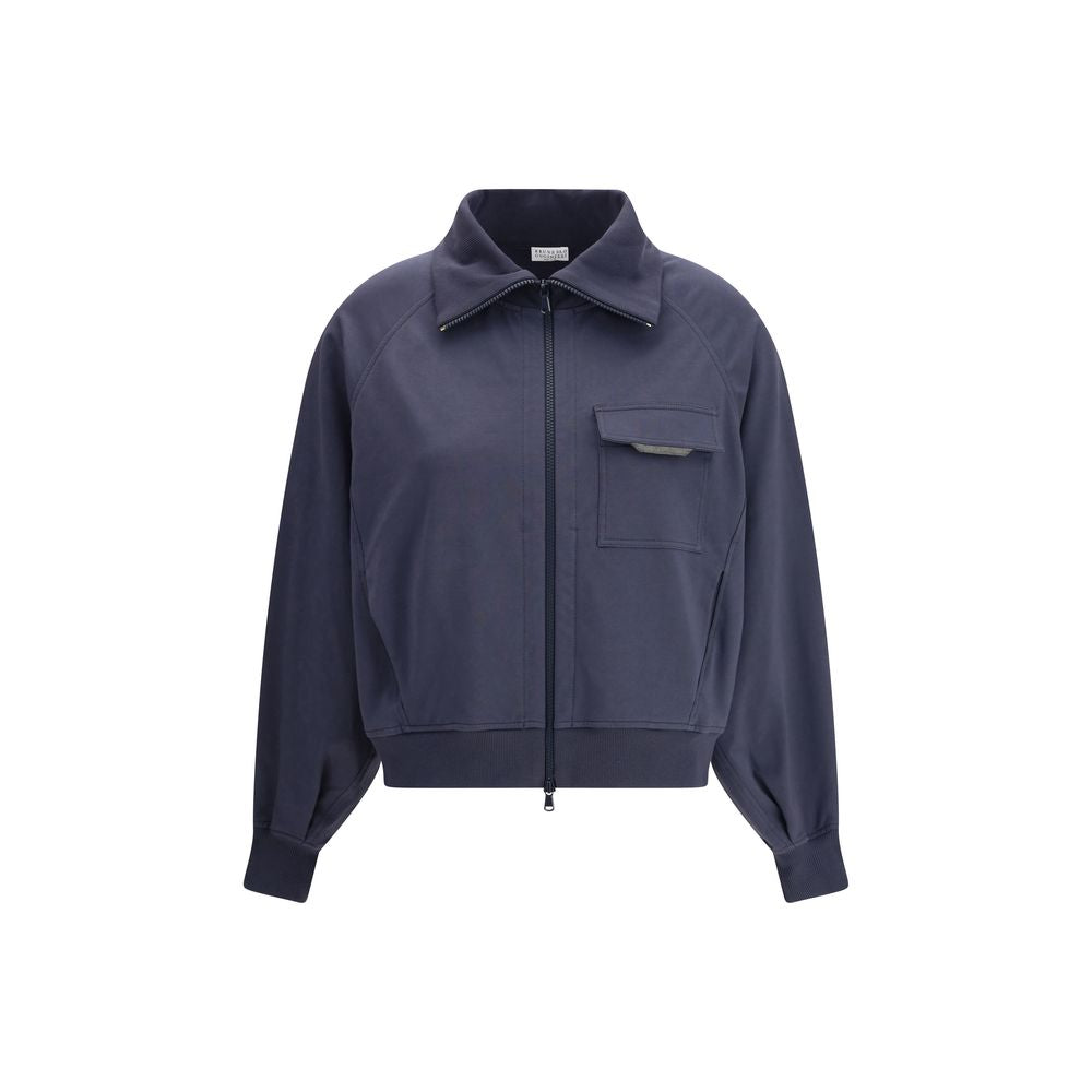 Brunello Cucinelli Blue Cotton Bomber | Regal Royce