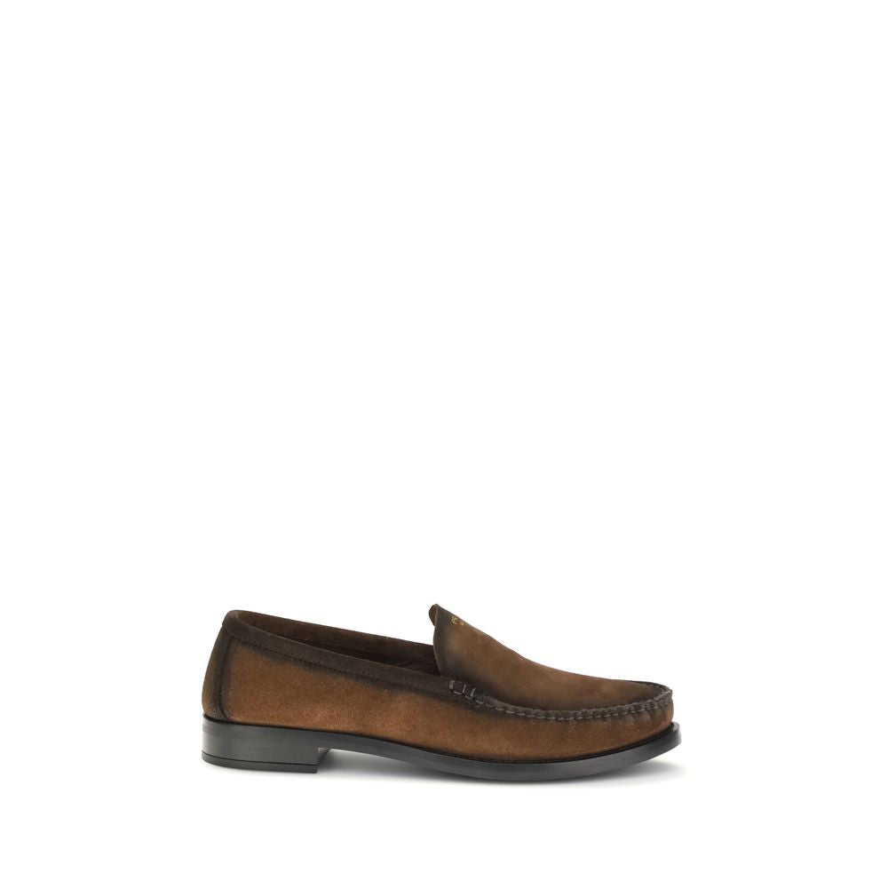 Prada Brown Calf Leather Bos Taurus Slip-On Loafers | Regal Royce