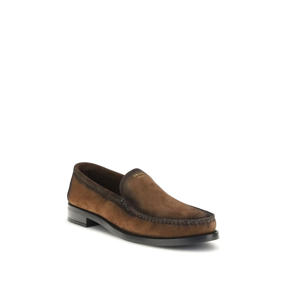 Prada Brown Calf Leather Bos Taurus Slip-On Loafers | Regal Royce