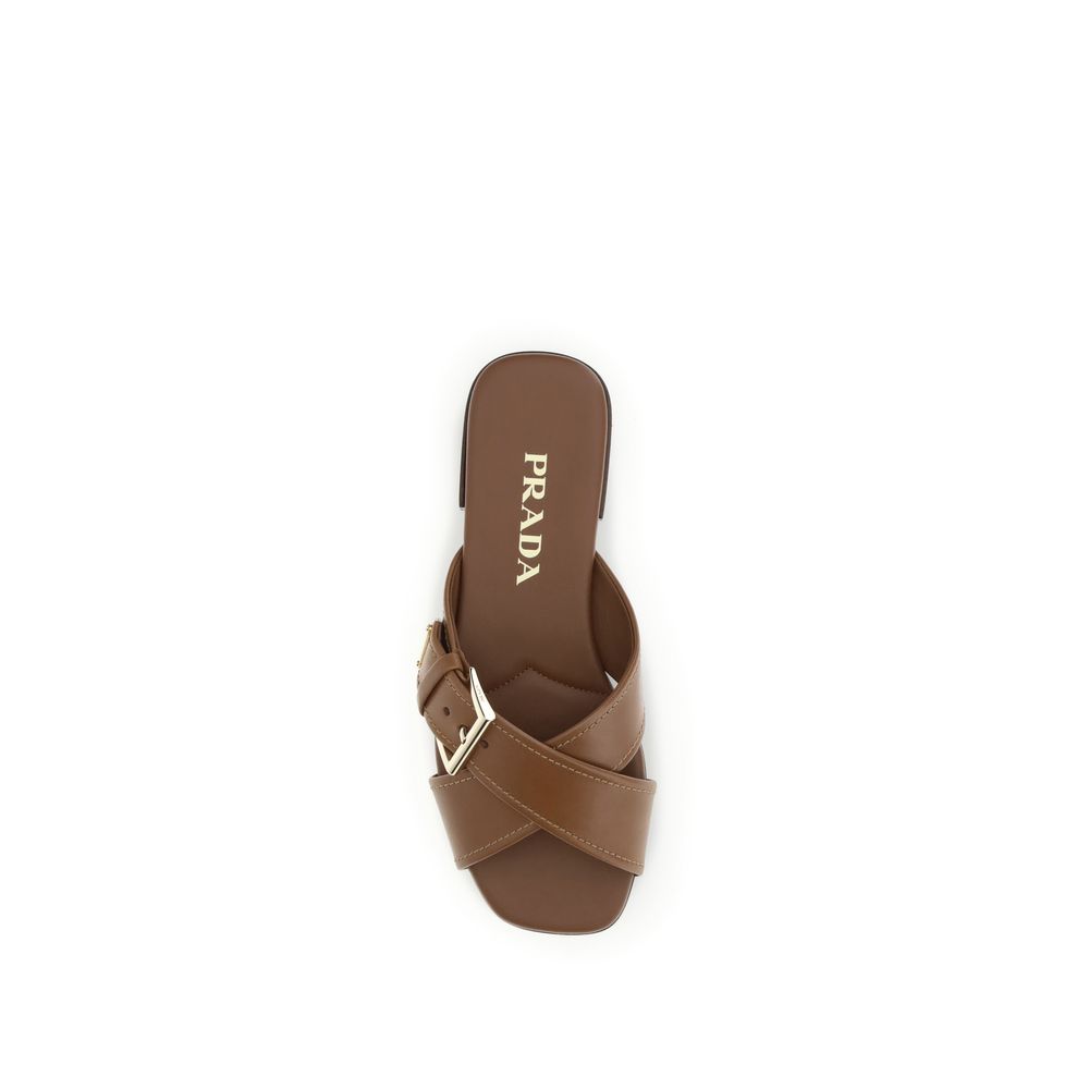 Prada Brown Calf Leather Bos Taurus Sandals | Regal Royce
