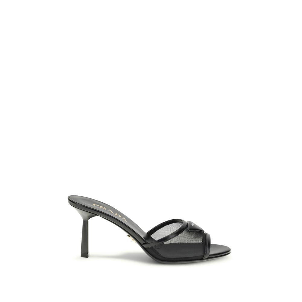 Prada Black Calf Leather Bos Taurus Stiletto Heel Sandals | Regal Royce