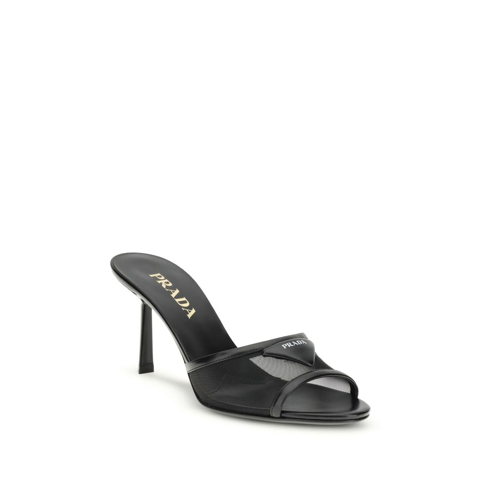 Prada Black Calf Leather Bos Taurus Stiletto Heel Sandals | Regal Royce