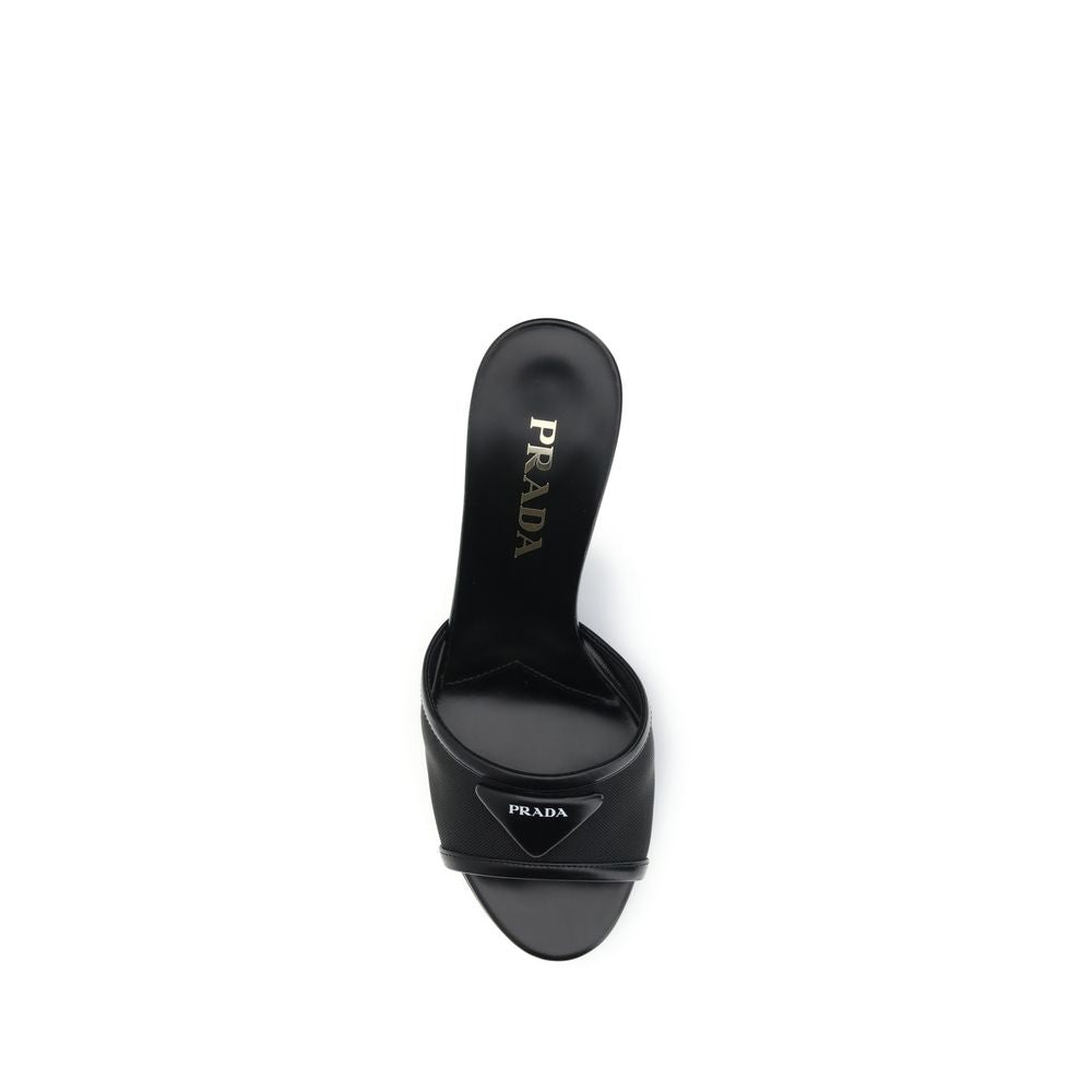 Prada Black Calf Leather Bos Taurus Stiletto Heel Sandals | Regal Royce